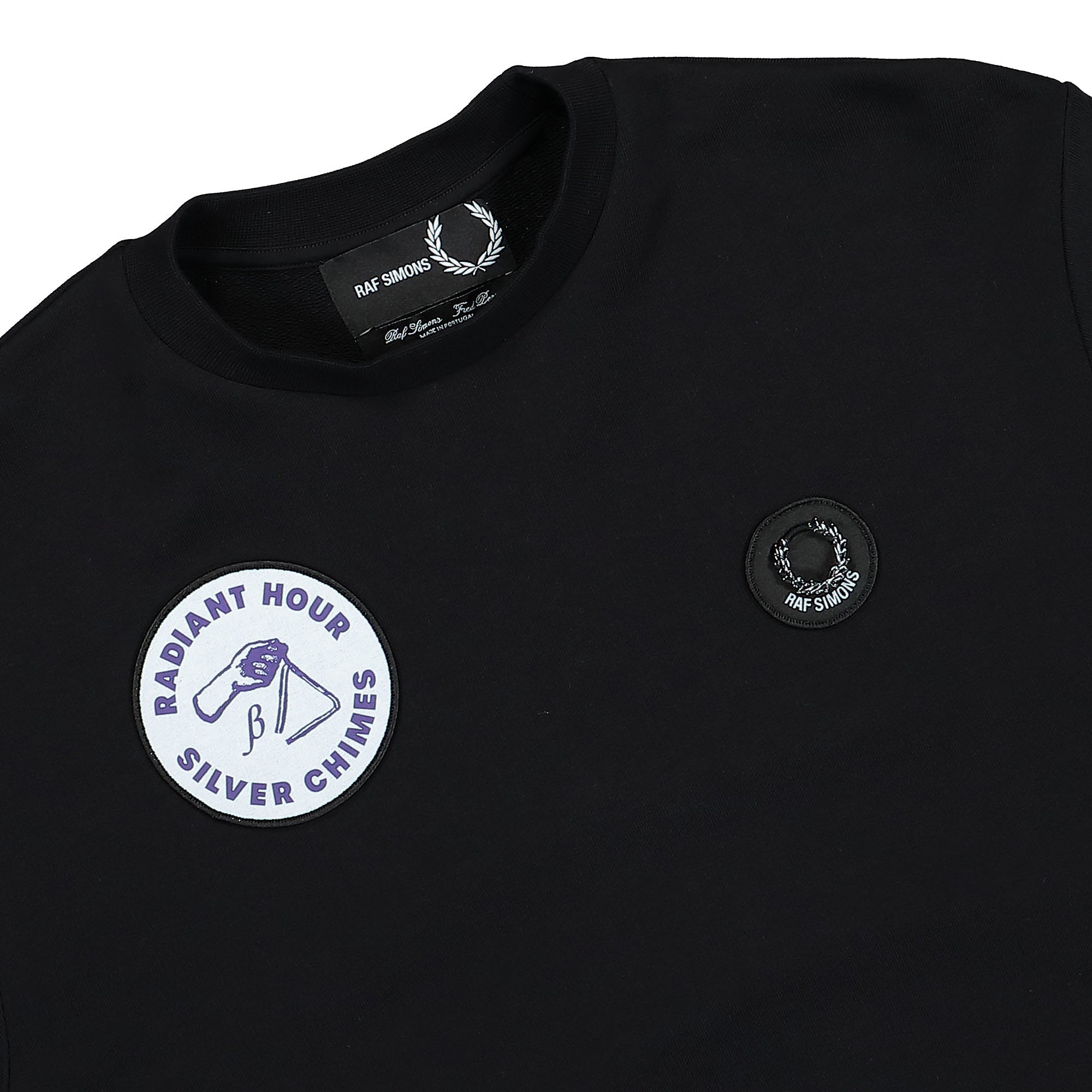 Raf Simons x Fred Perry Patched Sweatshirt Black Close-up | Overkill