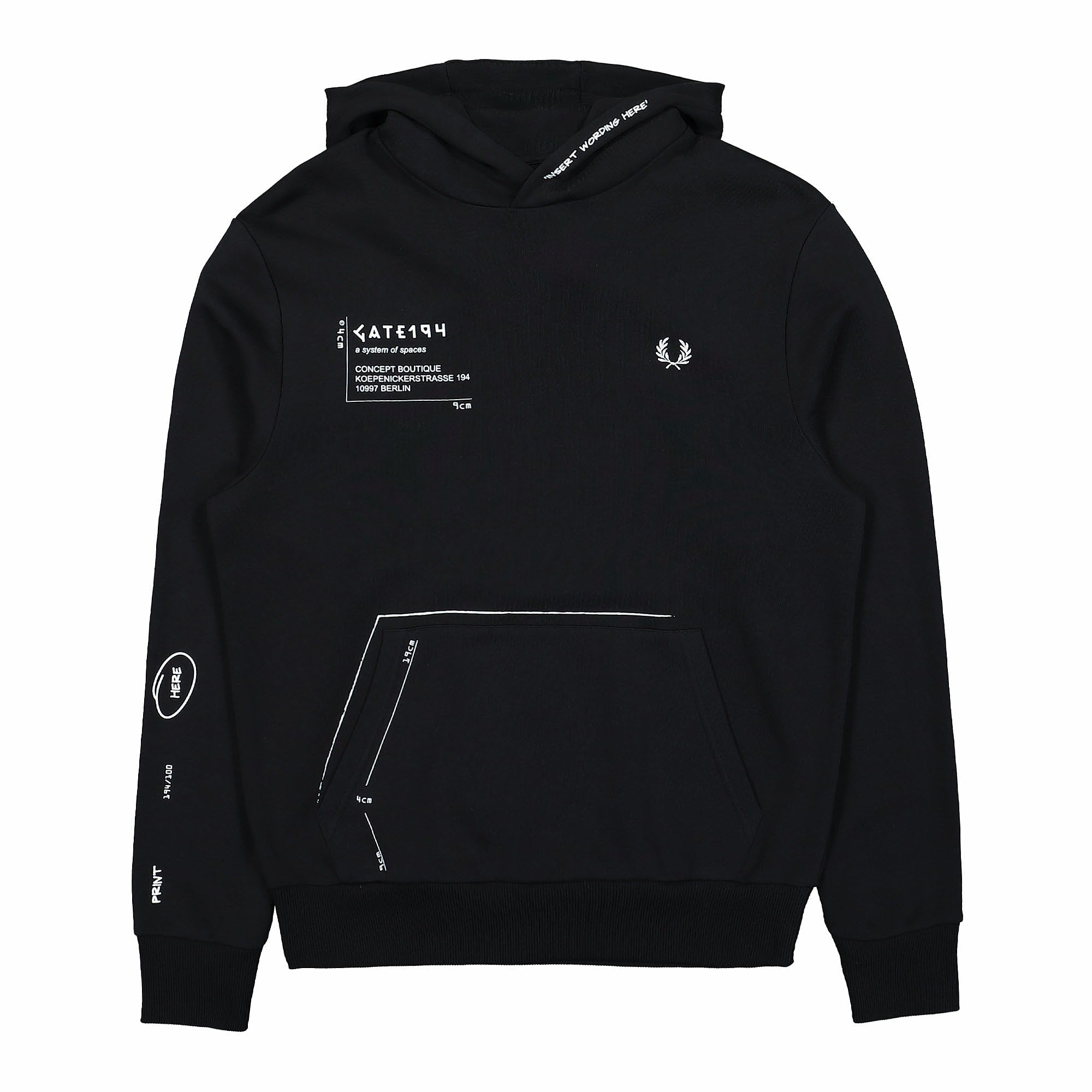 Fred Perry Printed Hooded Sweatshirt Black Hoodies SM3156 102 | Overkill