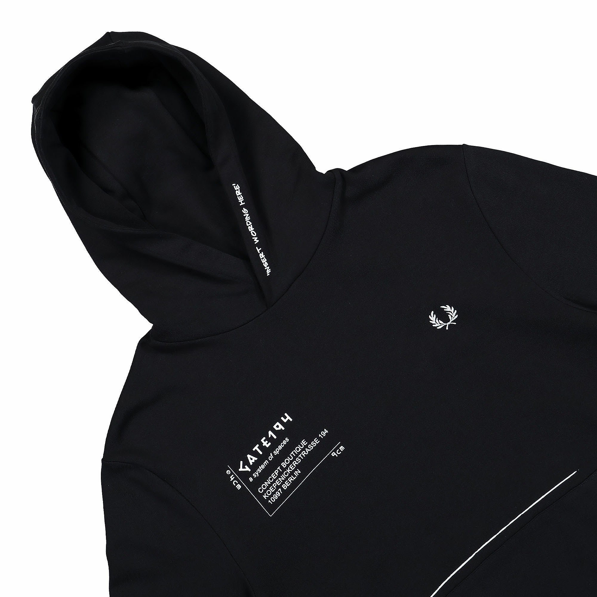 Fred Perry Printed Hooded Sweatshirt Black Hoodies Material | Overkill