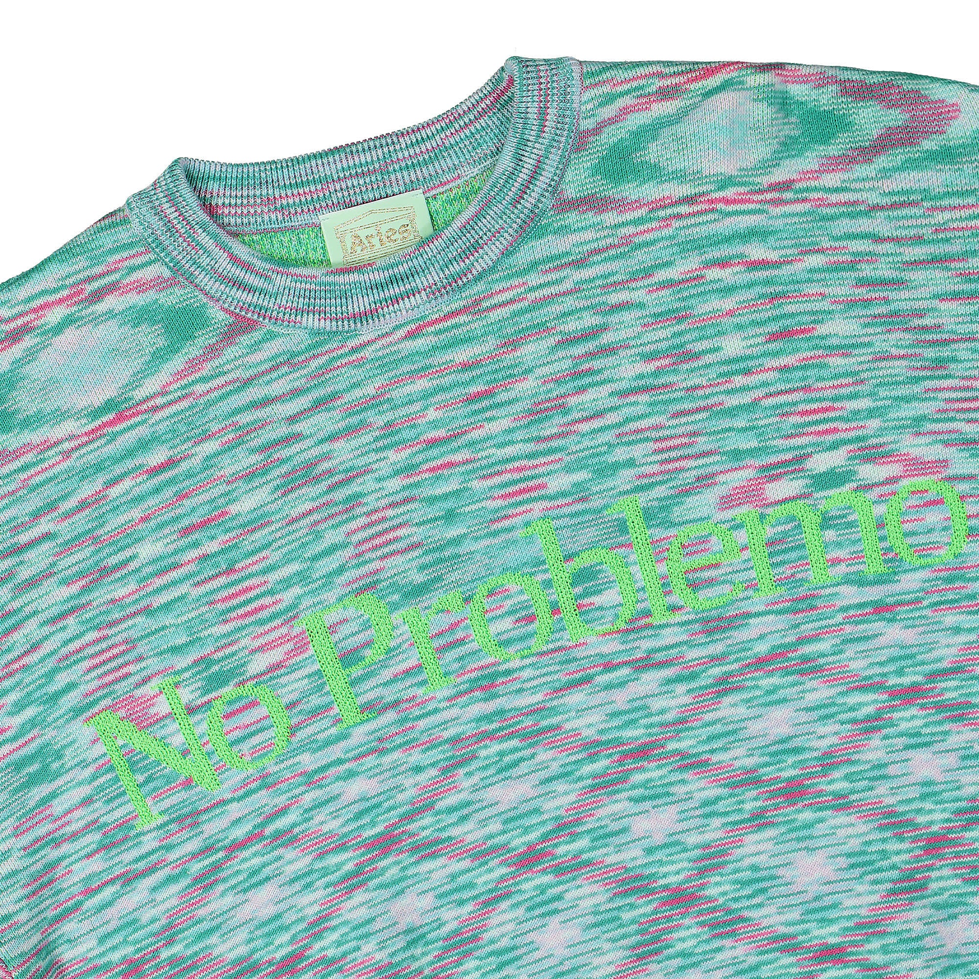 Aries Space Dye No Problemo Knit Aqua Sweatshirts Close-up | Overkill