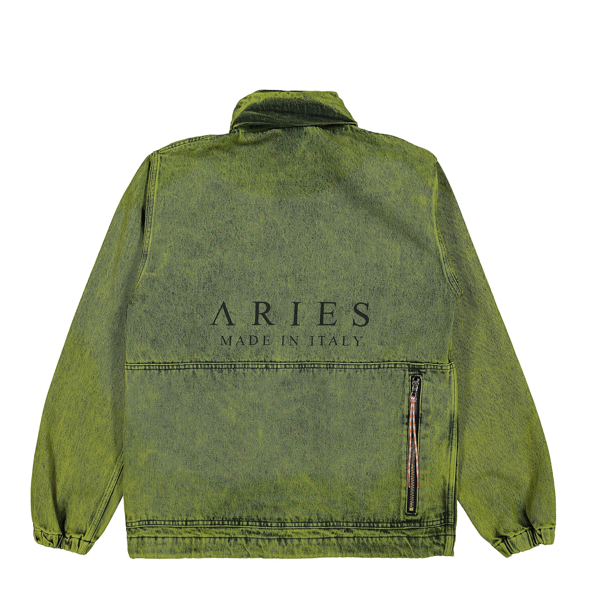 Aries Denim Cargo Jacket Lime Jackets Close-up | Overkill
