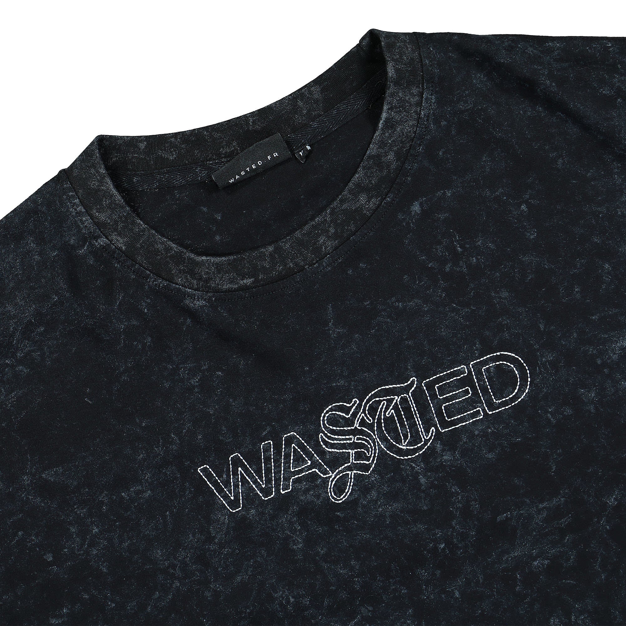 Wasted Paris Chill Stipple T-Shirt Faded Black T-Shirts Close-up | Overkill