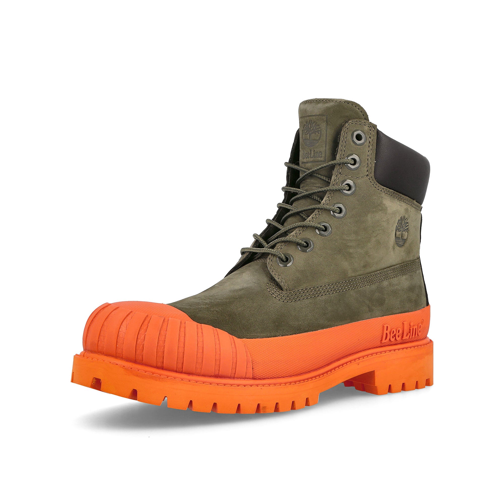 Timberland Bee Line x Timberland Premium 6 In Waterproof Boot Dark Green Sneakers Close Up | Overkill