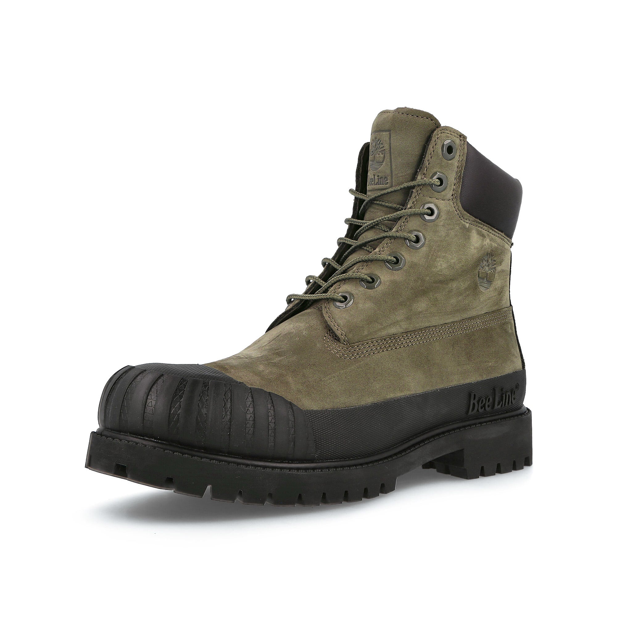 Timberland Bee Line x Timberland Premium 6 In Waterproof Boot Dark Green Sneakers Close Up | Overkill