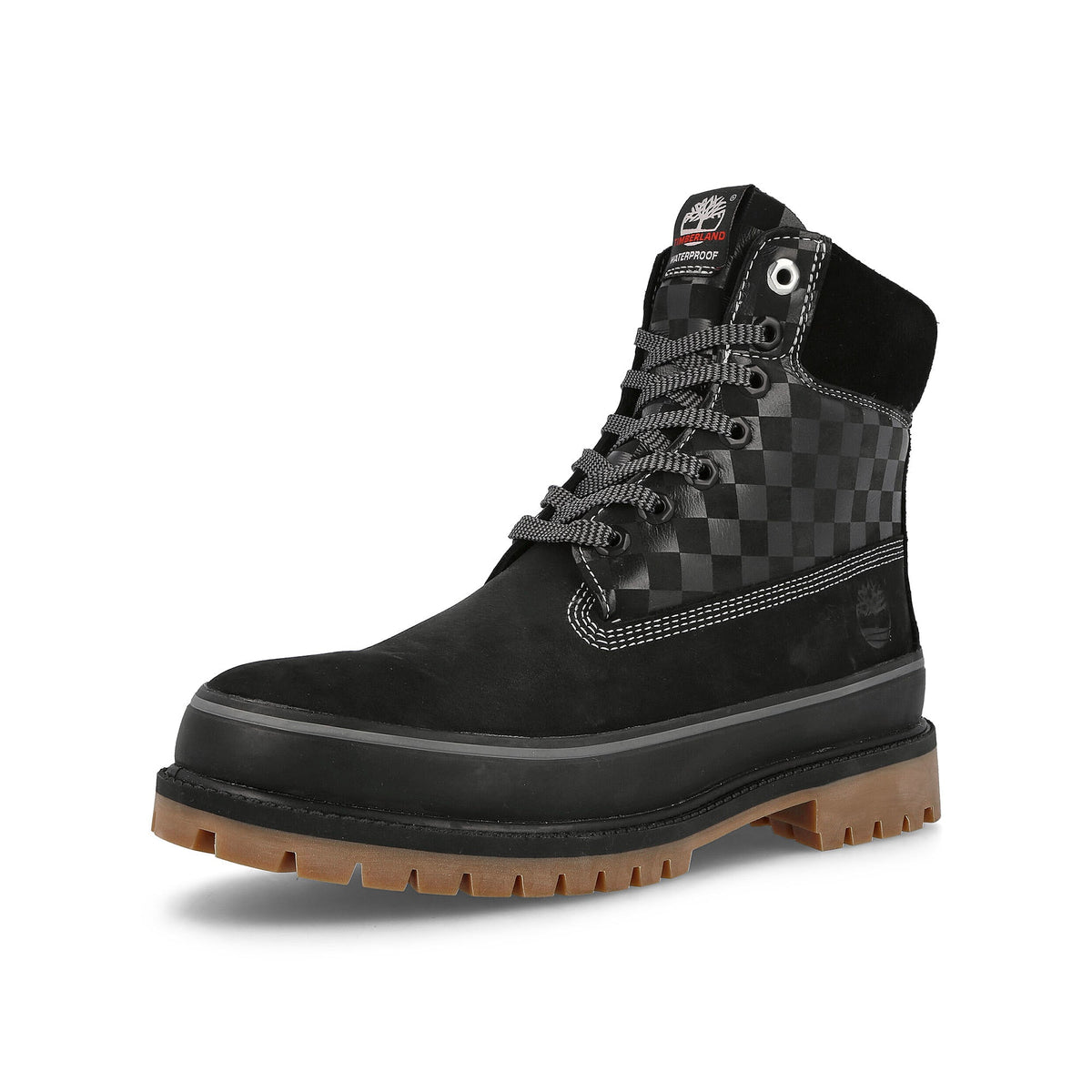 Timberland Heritage 6 in Waterproof Boot Black Nubuck Boots Close Up | Overkill