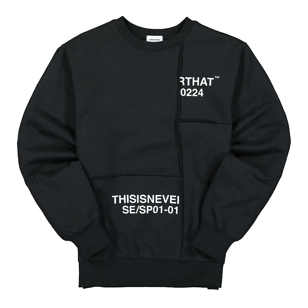thisisneverthat CP-Paneled Crewneck Black Sweatshirts TN20FSW004 | Overkill
