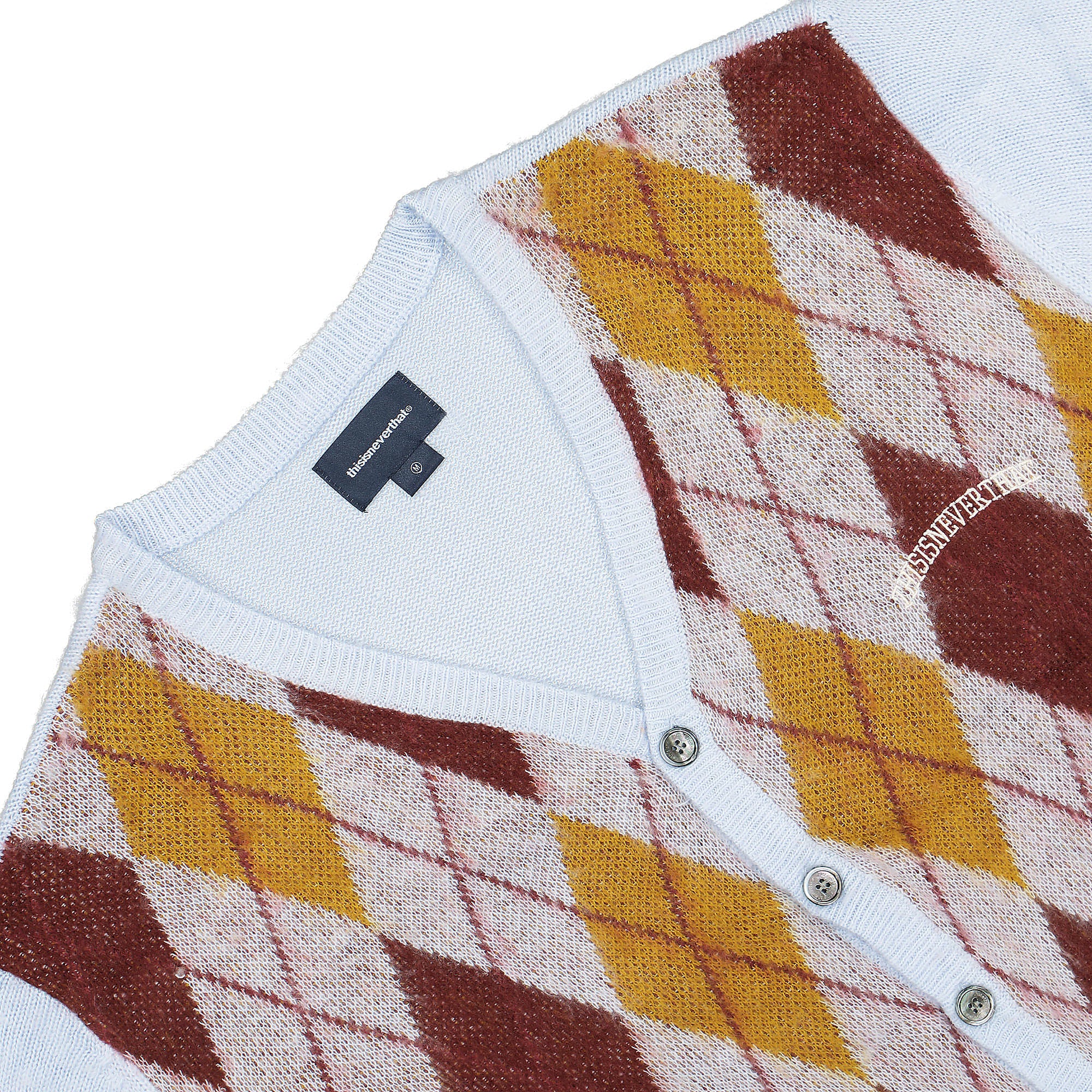 thisisneverthat Argyle Cardigan Blue Cardigans Close-up | Overkill