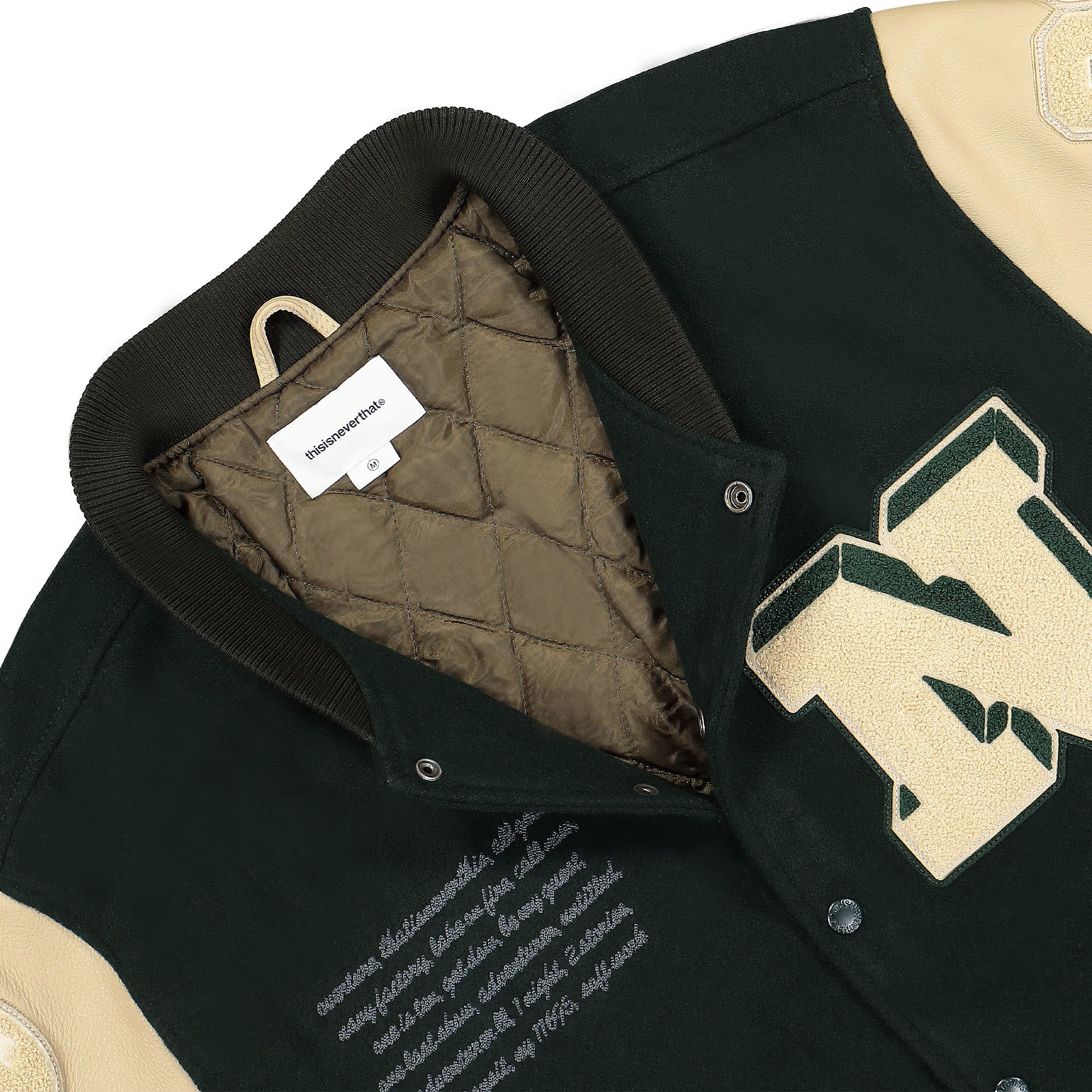 thisisneverthat Records Varsity Jacket Green Bomber & Varsity Jackets Close-up | Overkill
