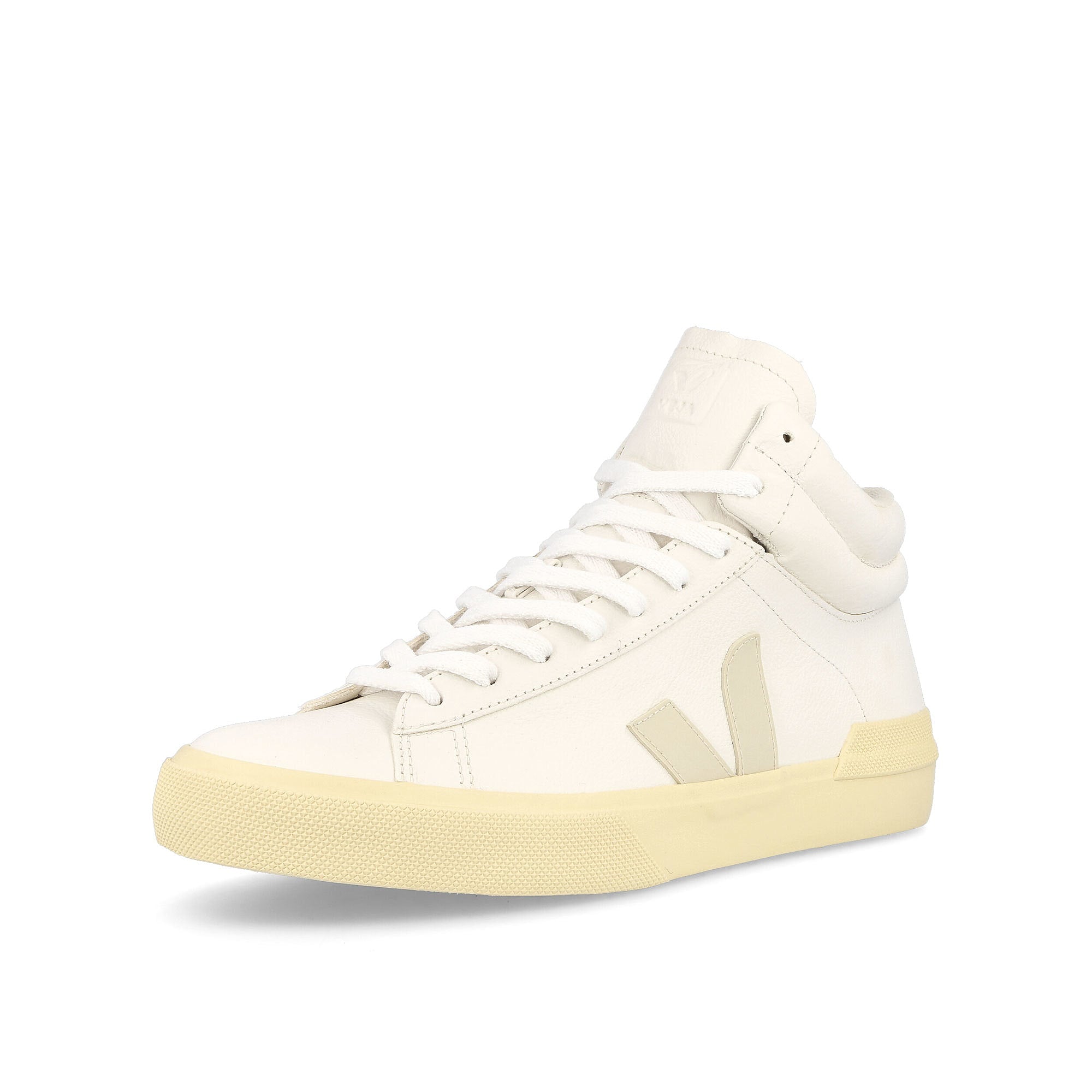 Veja minotaur chromefree leather White Mid Top Sneakers Close Up | Overkill