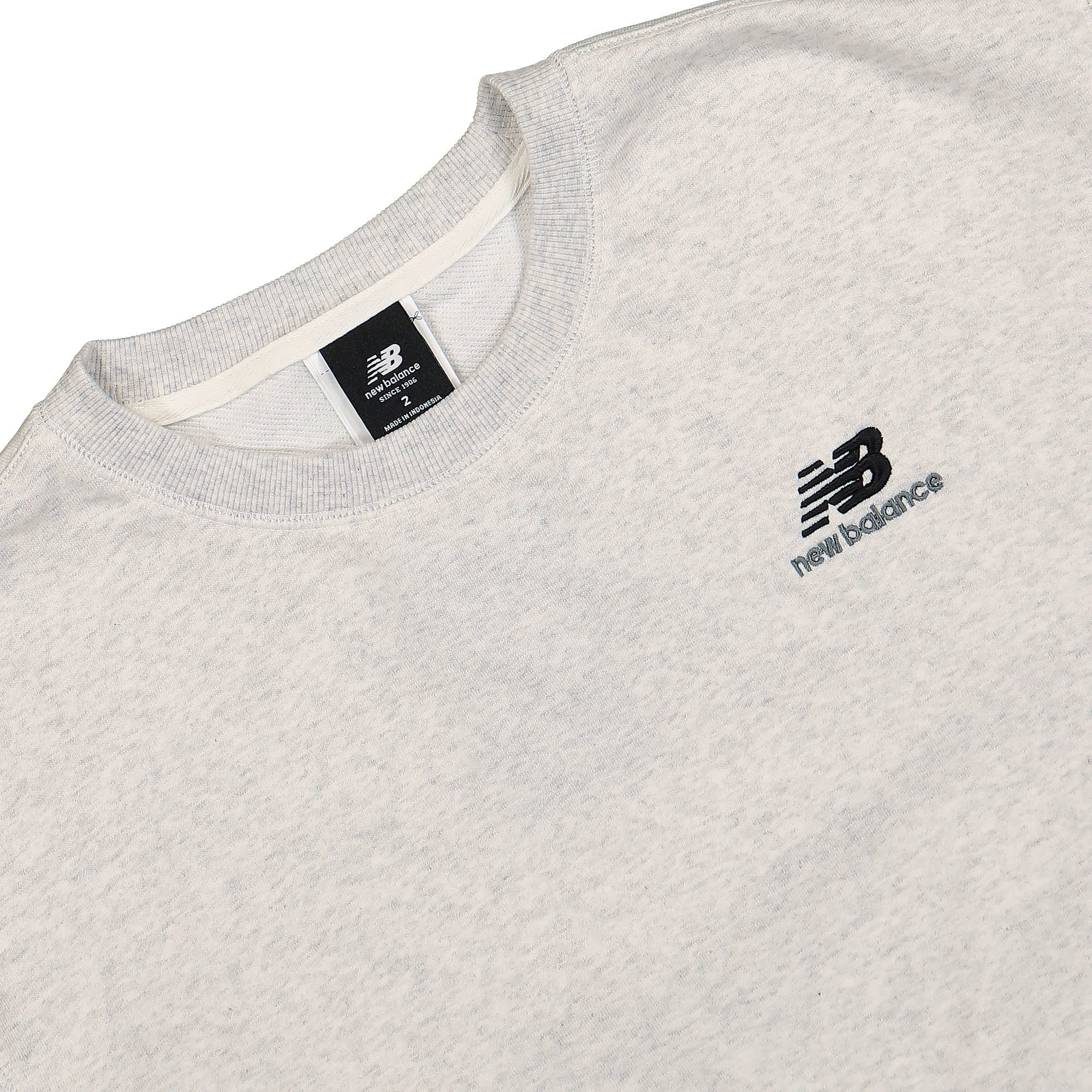New Balance Uni-ssentials French Terry Crewneck Sweatshirt Sea Salt Heather Sweatshirts Close-up | Overkill