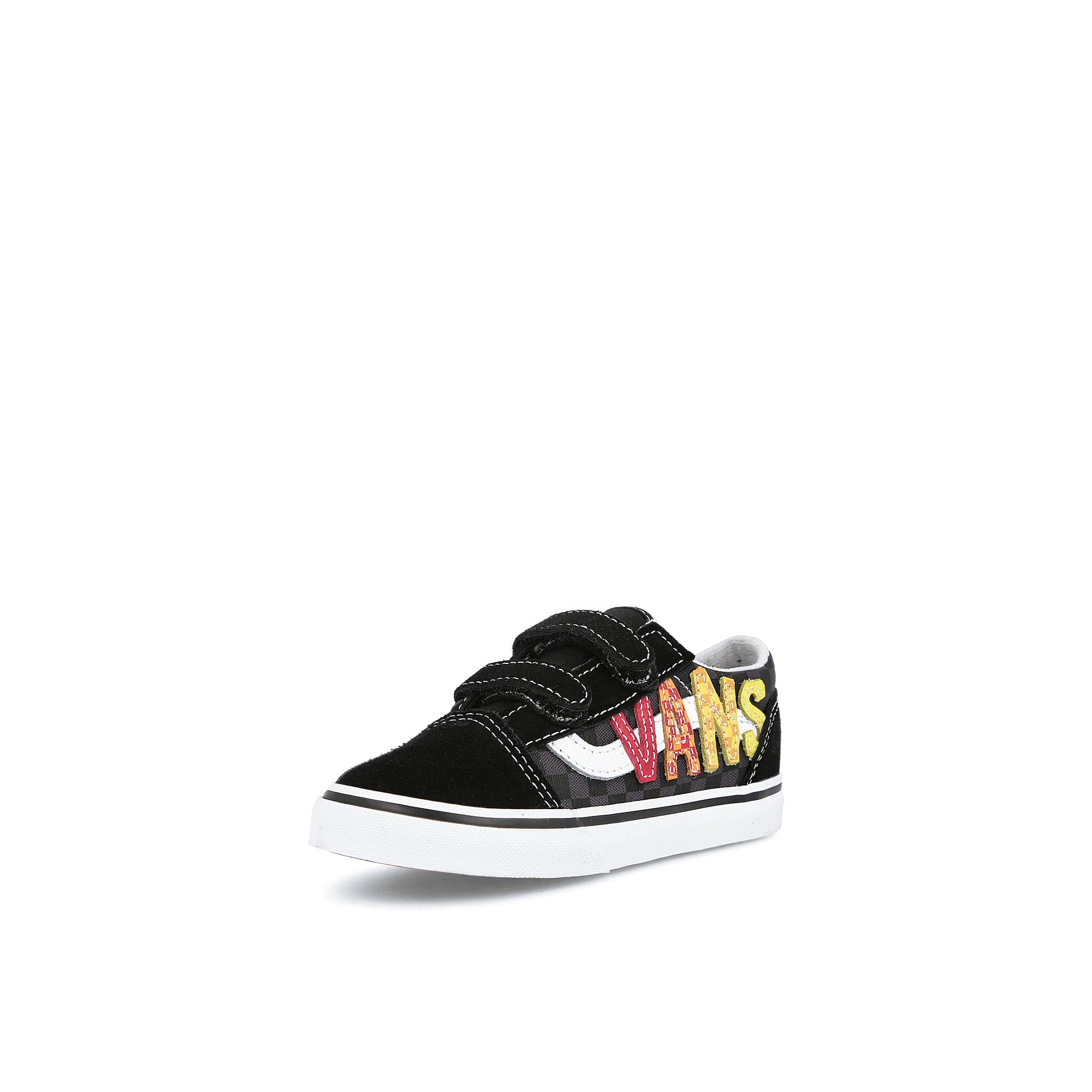 Vans old skool v infants Flame Logo Repeat-Black Sneakers Close Up | Overkill