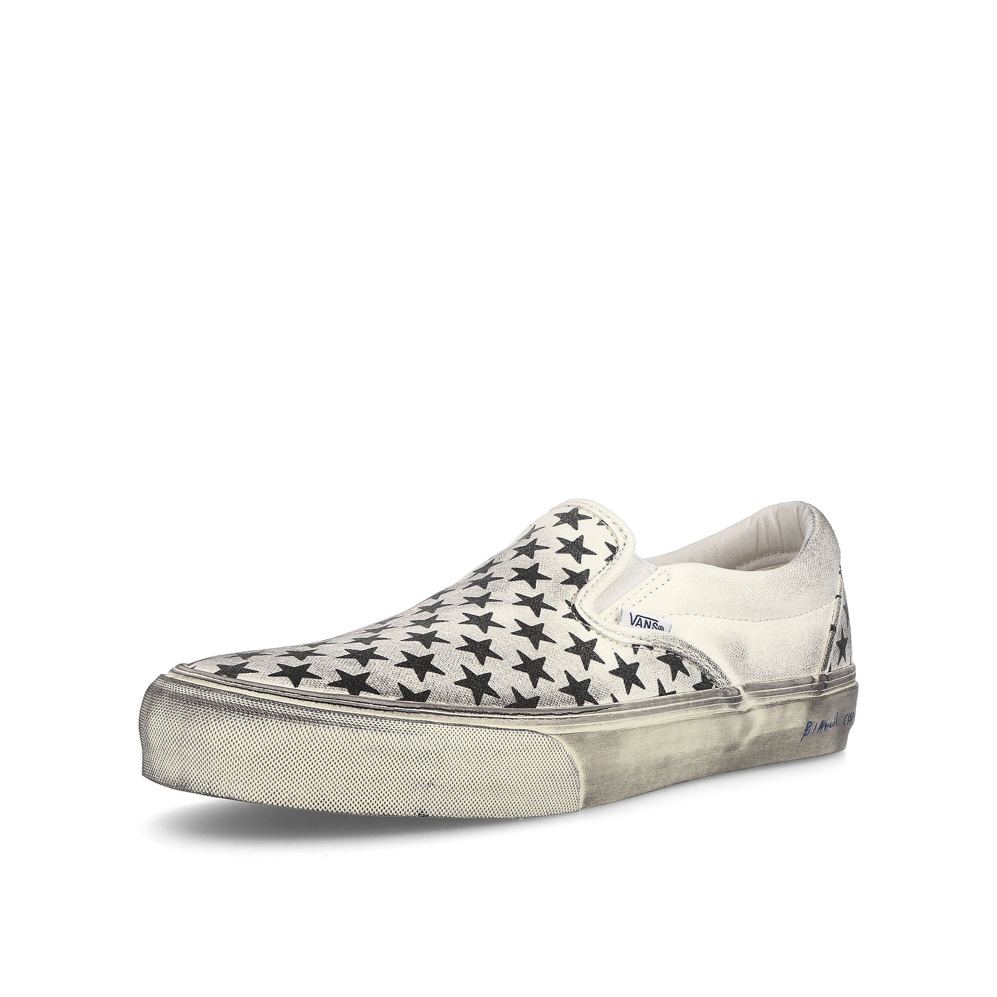 Vans Bianca Chandon x Vans Classic Slip-On Stressed B Sneakers Close Up | Overkill