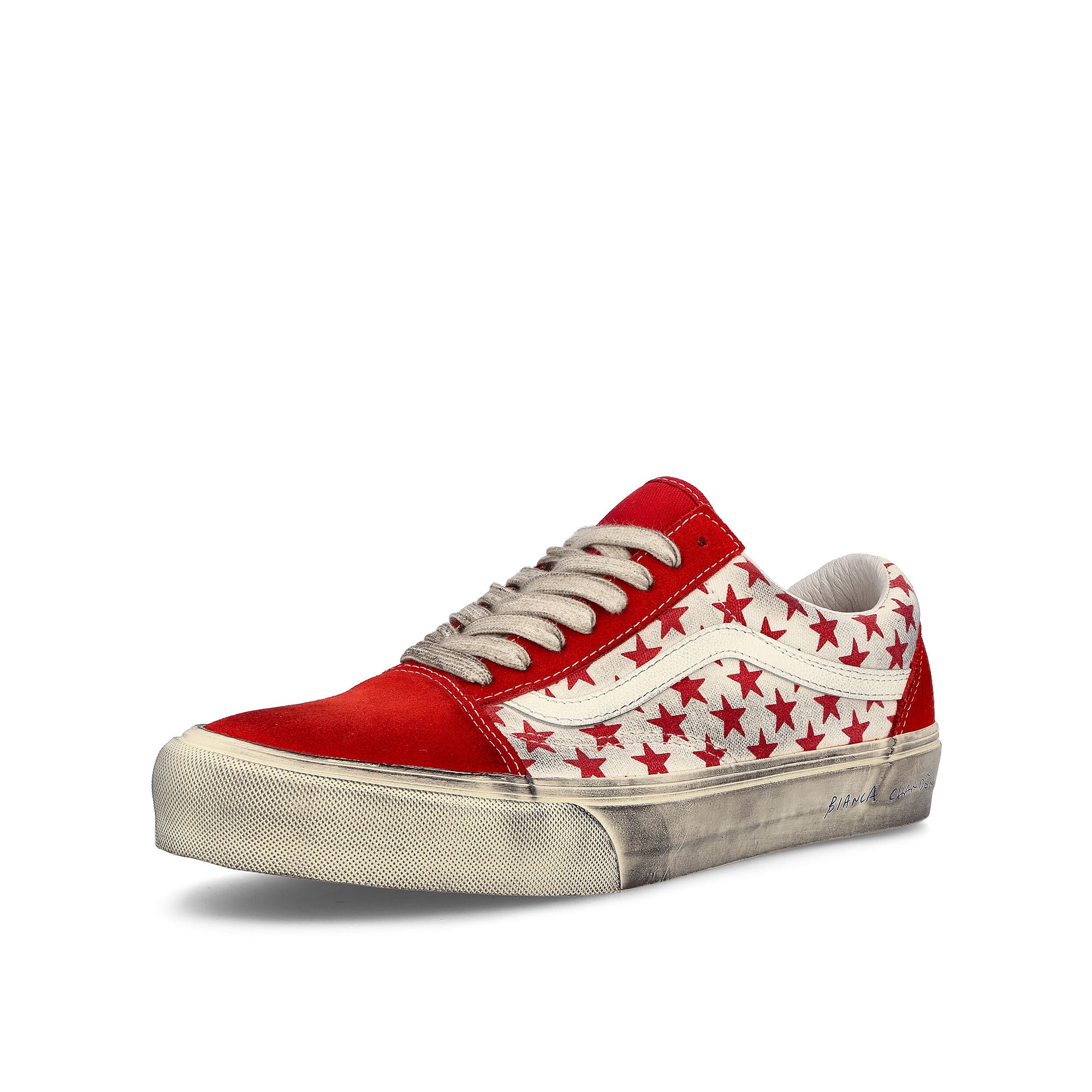 Vans Bianca Chandon x Vans Old Skool Vault Red / White Sneakers Close Up | Overkill