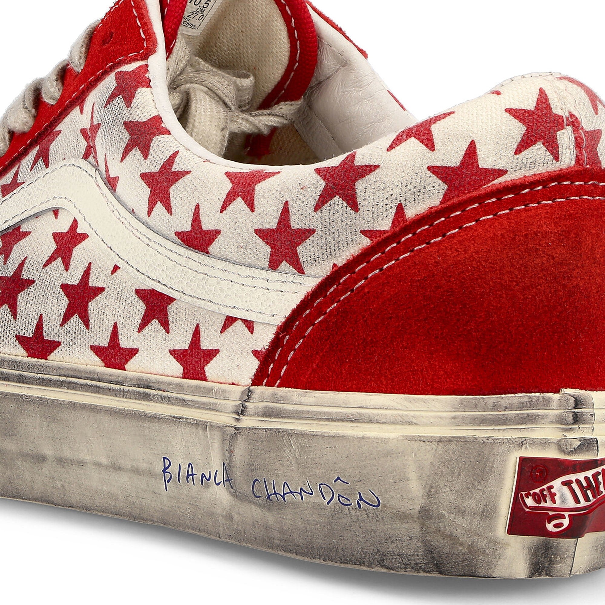 Vans Bianca Chandon x Vans Old Skool Vault Red / White Sneakers Detailfoto | Overkill