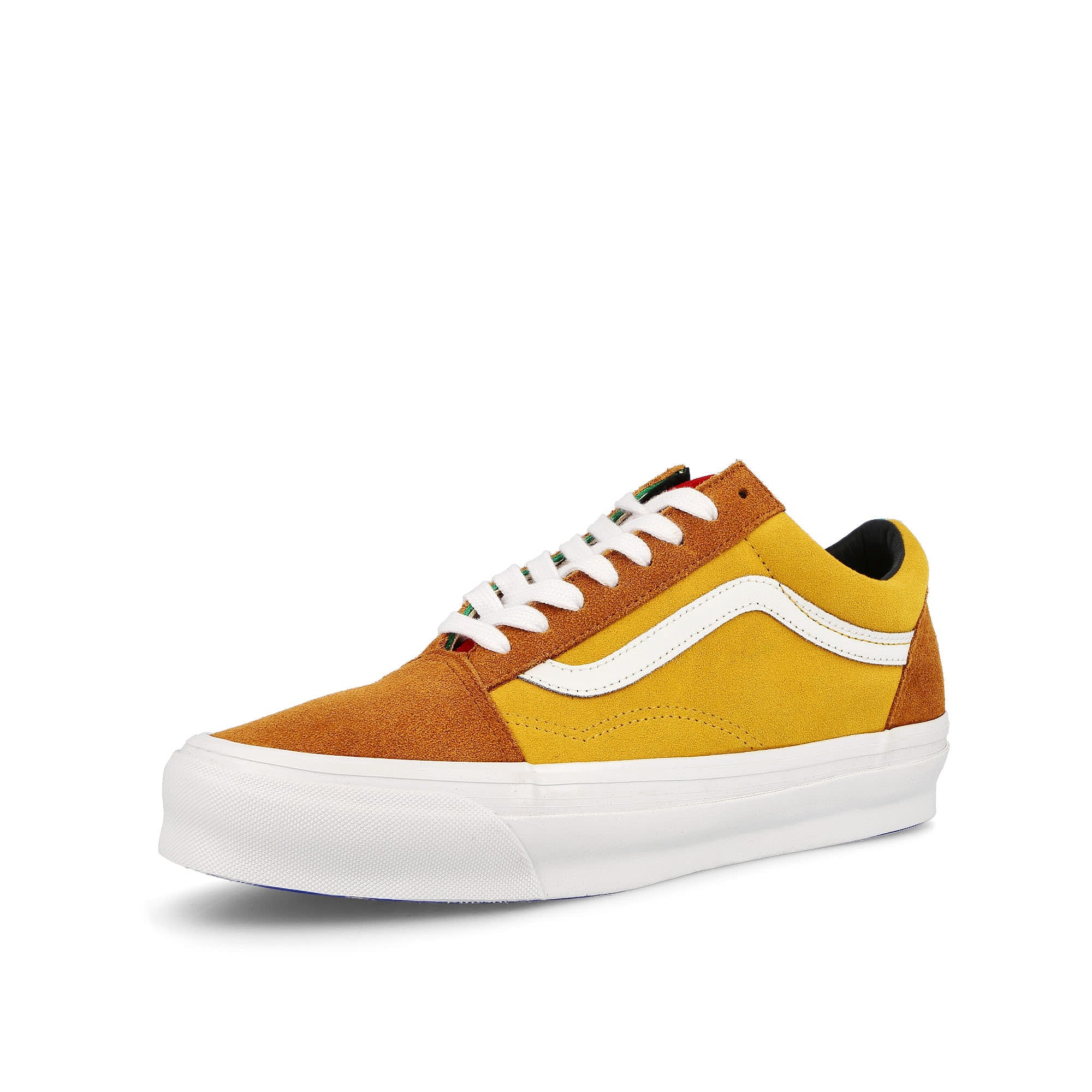 Vans OG Old Skool L Wall Brown-Tan Low Top Sneakers Close Up | Overkill