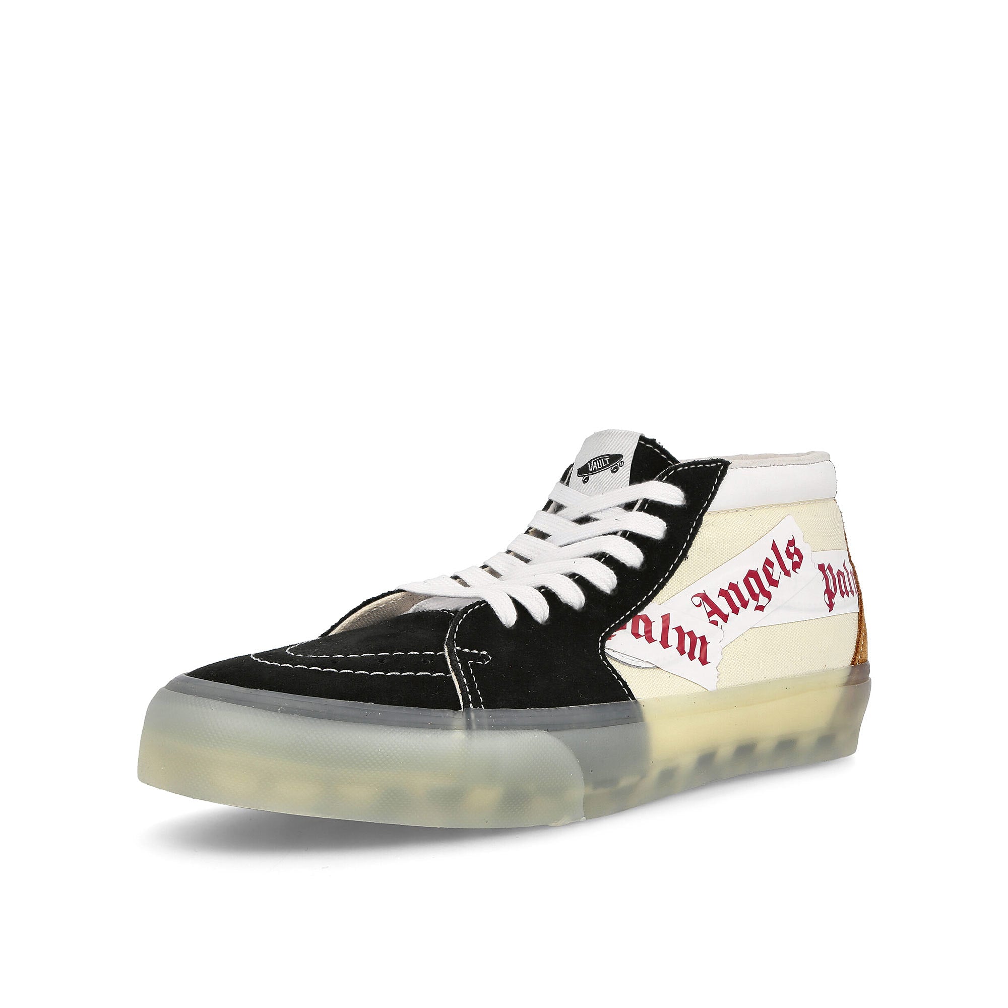 Vans Palm Angels x Vans Sk8-Mid Vlt Lx Black / Chipmunk Sneakers Close Up | Overkill