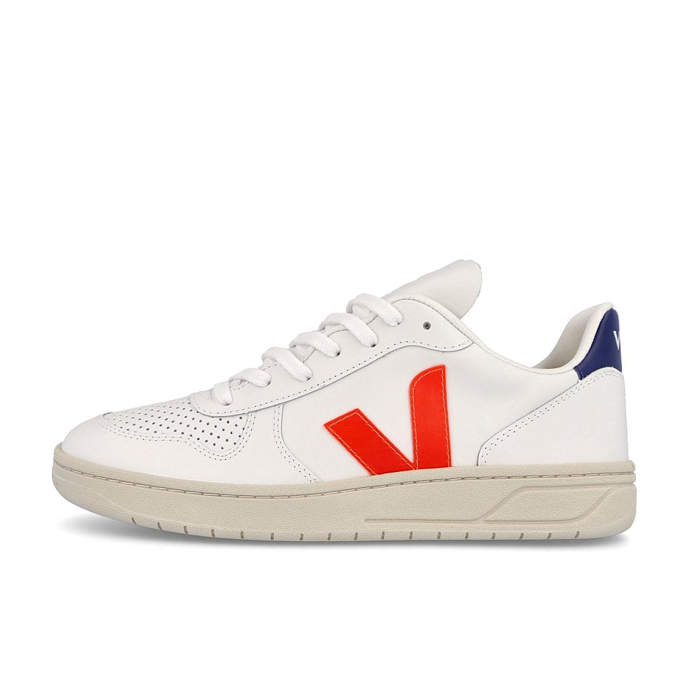 Veja wmns v-10 leather Extra White-Orange Fluo Cobalt Sneakers VX022136A | Overkill