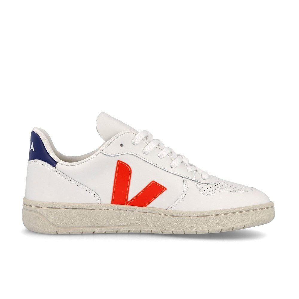 Veja wmns v-10 leather Extra White-Orange Fluo Cobalt Sneakers Silhouette | Overkill