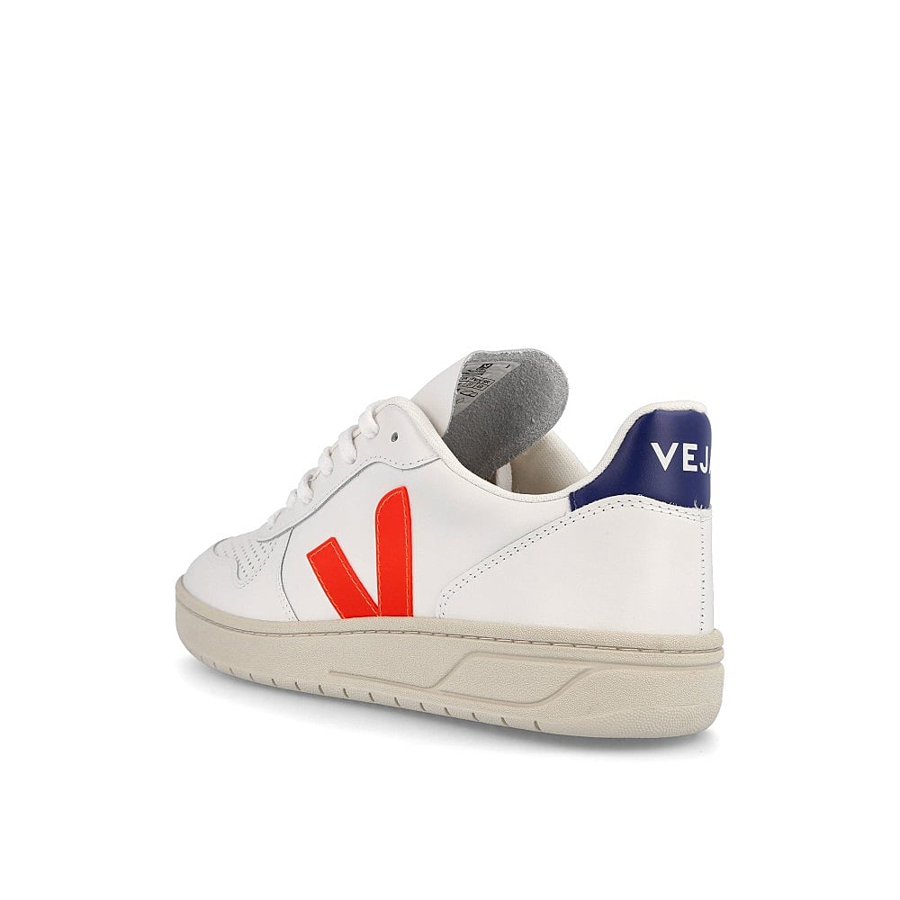 Veja wmns v-10 leather Extra White-Orange Fluo Cobalt Sneakers Material | Overkill