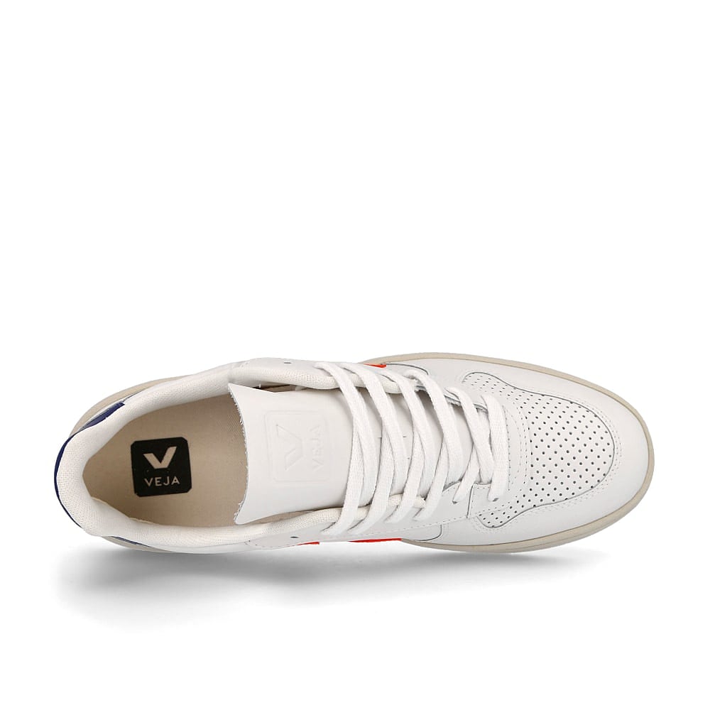 Veja wmns v-10 leather Extra White-Orange Fluo Cobalt Sneakers Detailfoto | Overkill
