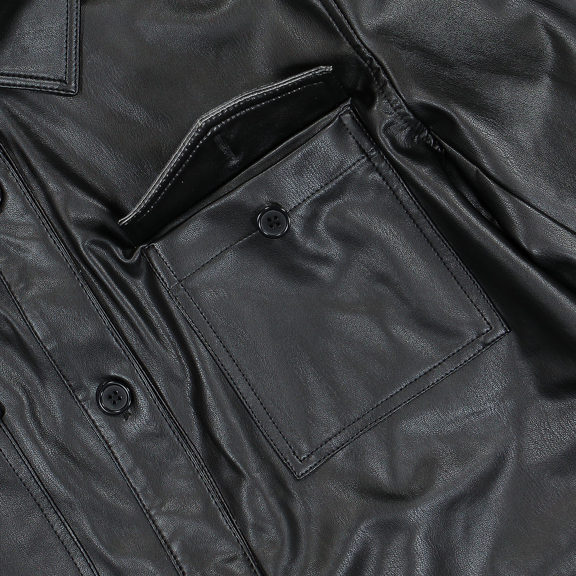 GUESS Originals Wmns Go Nicole PU Leather Shirt Jet Black Shirts Detailfoto | Overkill