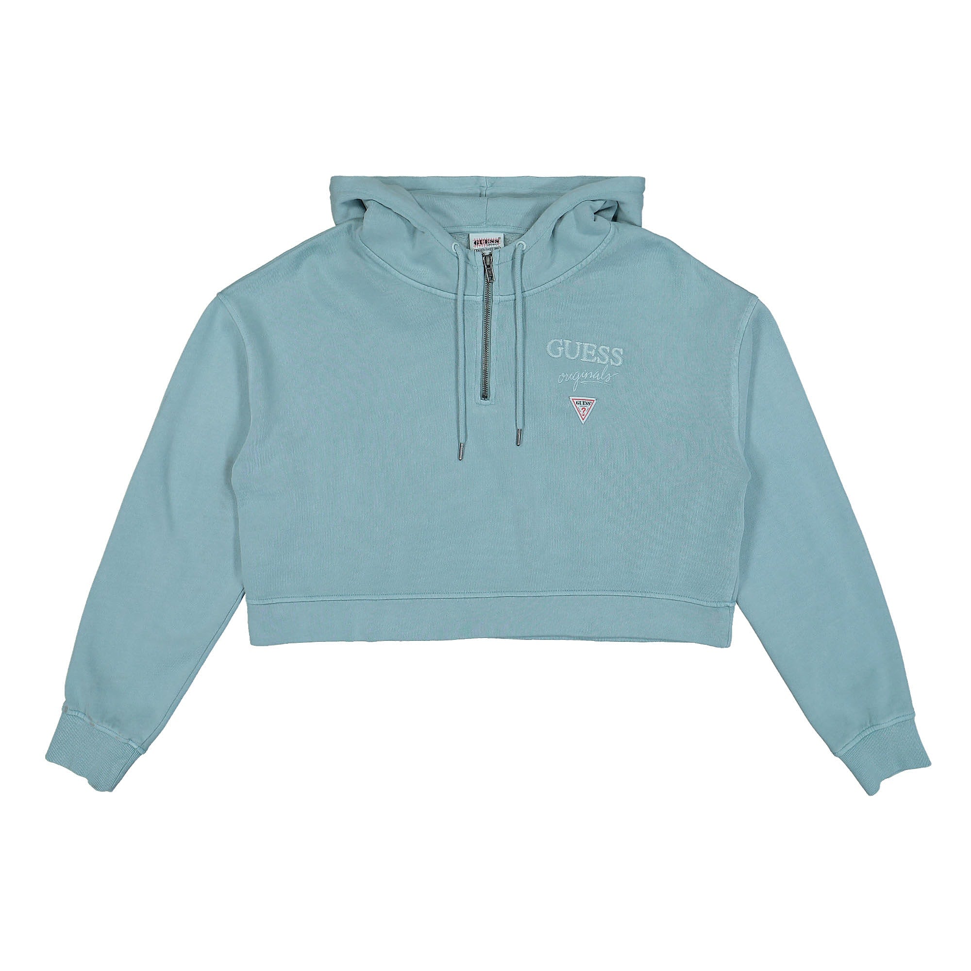 GUESS Originals Wmns Go Olivia Classic Logo Hoodie Soft Teal Hoodies W2BQ00K9YH1-F7ES | Overkill