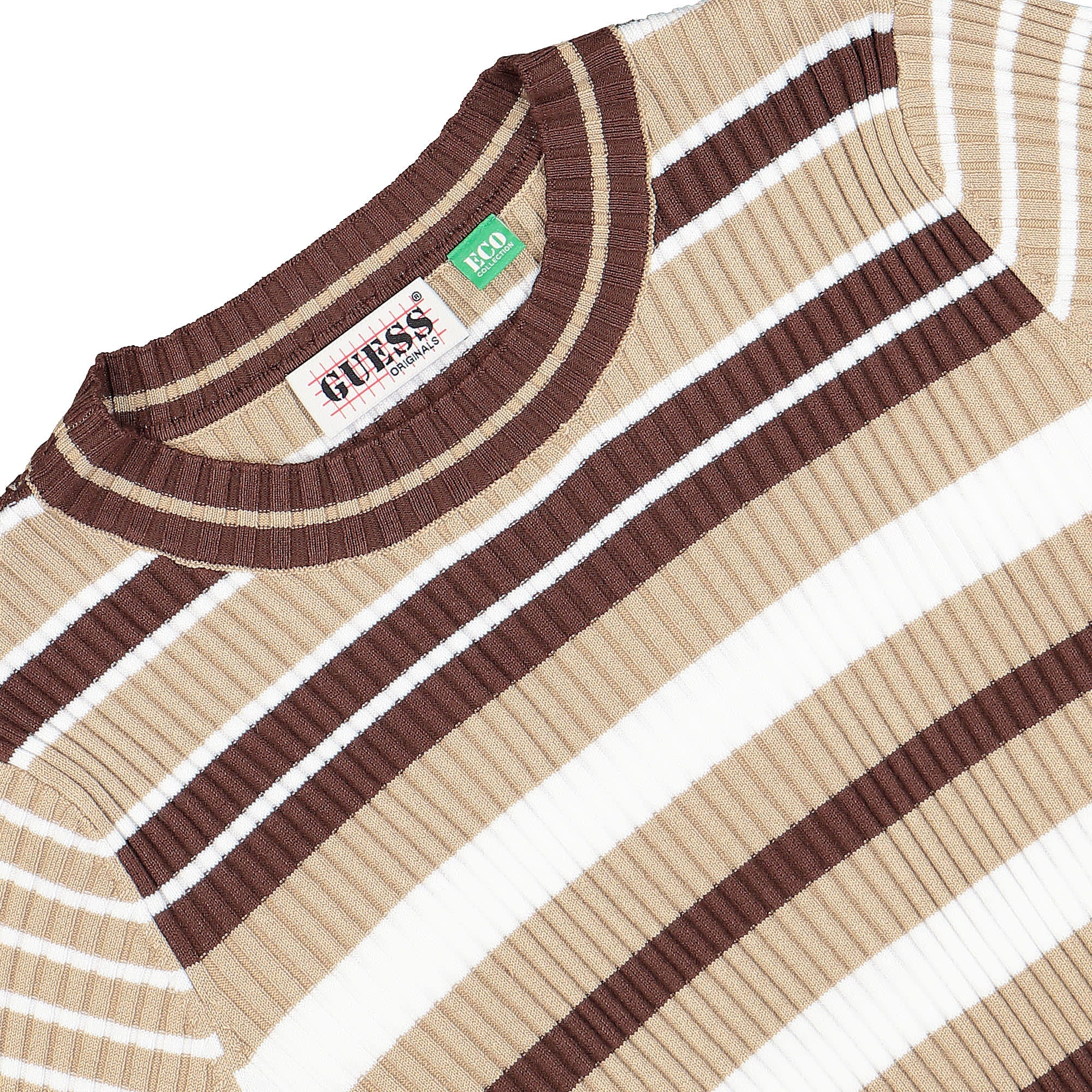 GUESS Originals Wmns Go Sophia Ls Ribbed Sweater Brown Oak Sweatshirts Close-up | Overkill