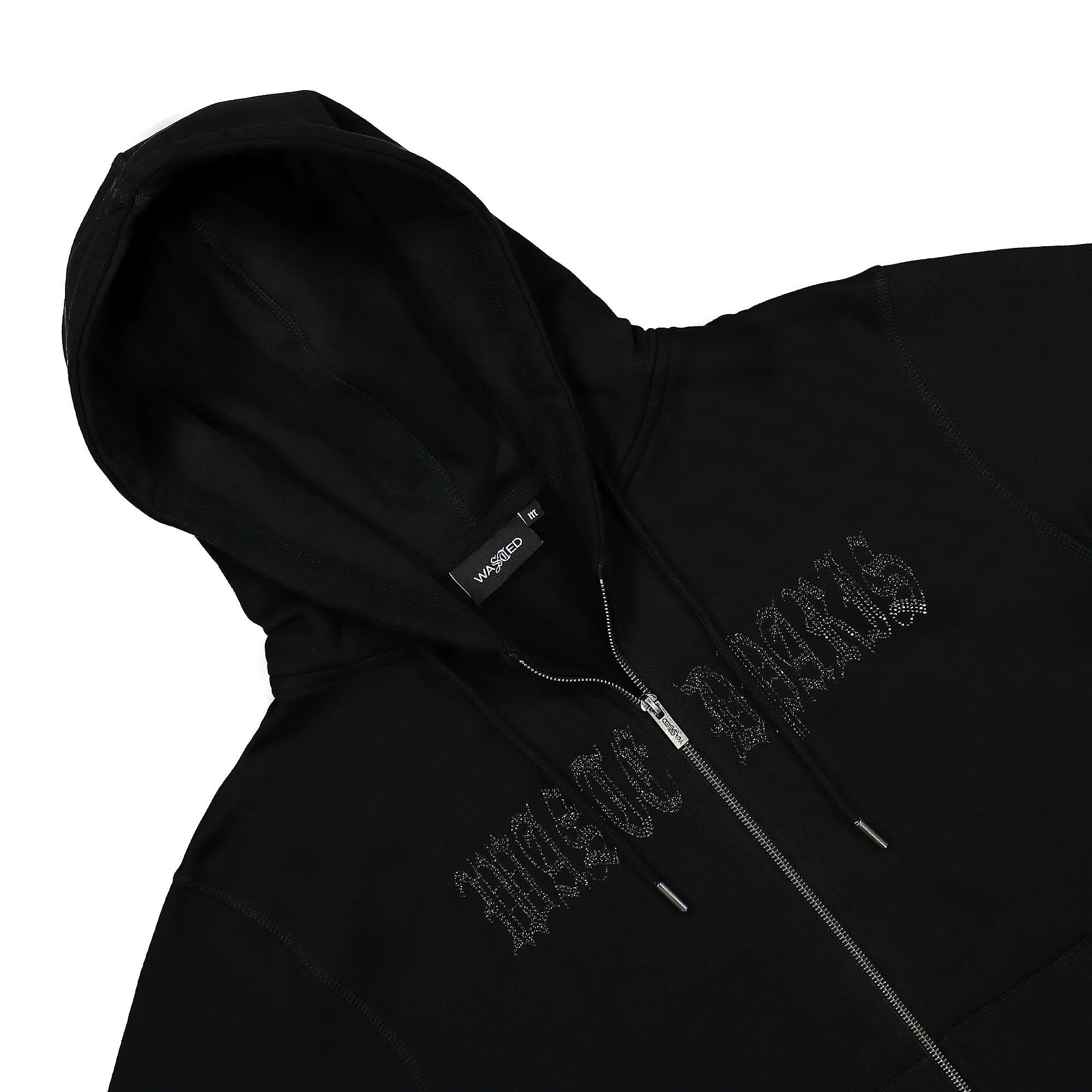 Wasted Paris Iron Arch Zip Hoodie Black Hoodies Close-up | Overkill