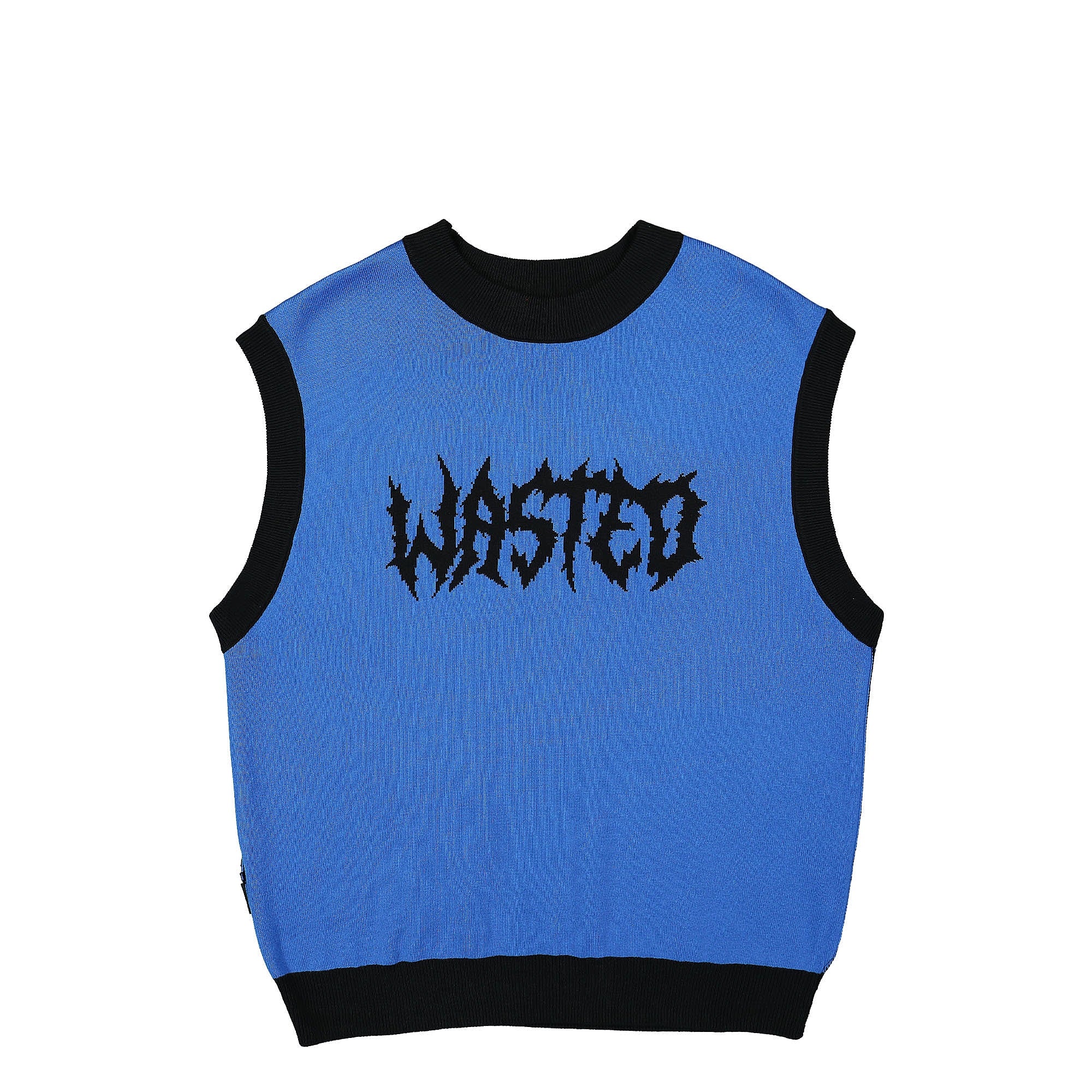 Wasted Paris Razor Reversible Vest Sweater Black / Minor Blue Sweater Vests Detail view 1 | Overkill