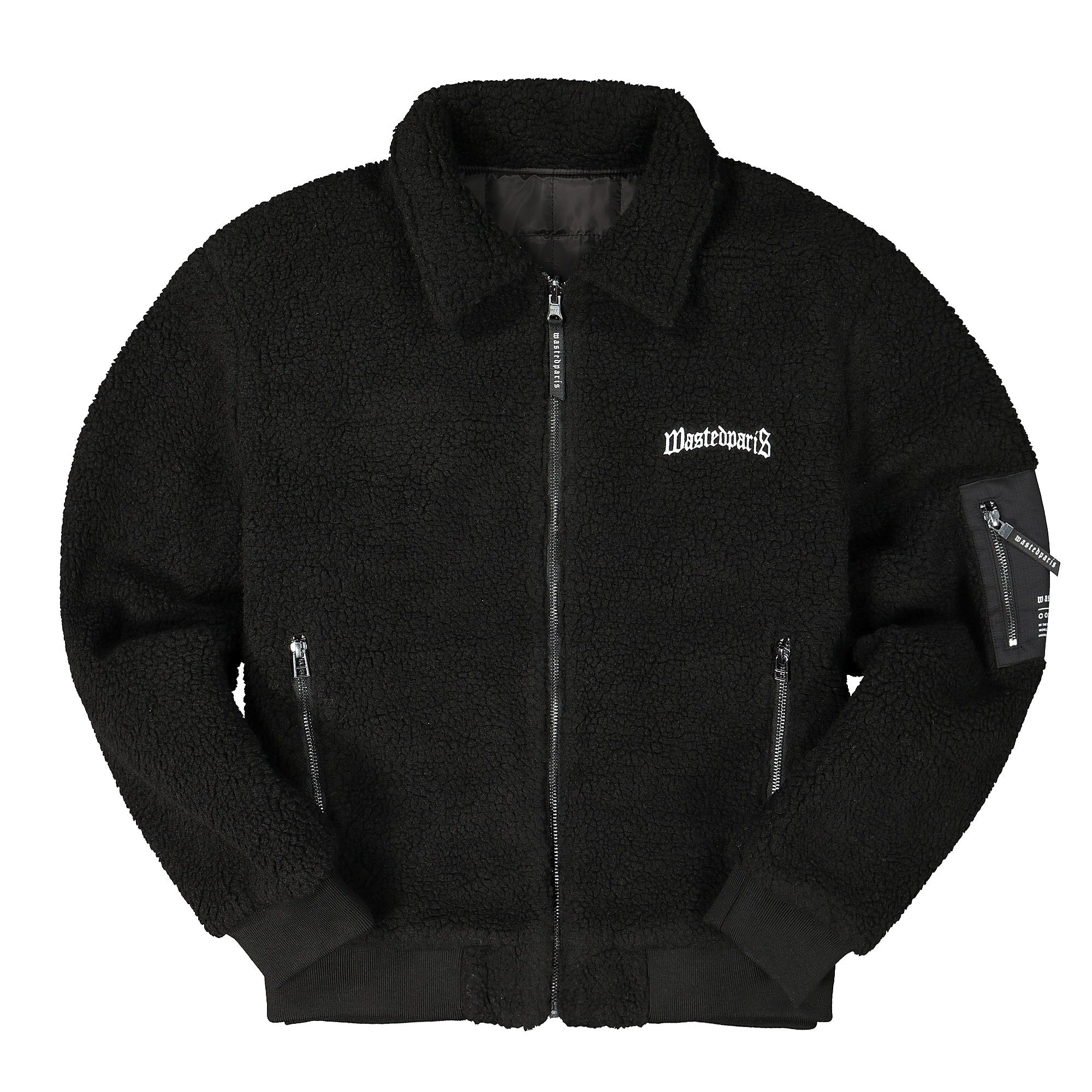 Wasted Paris Reversible Zipper Jacket Sherpa Black Jackets | Overkill