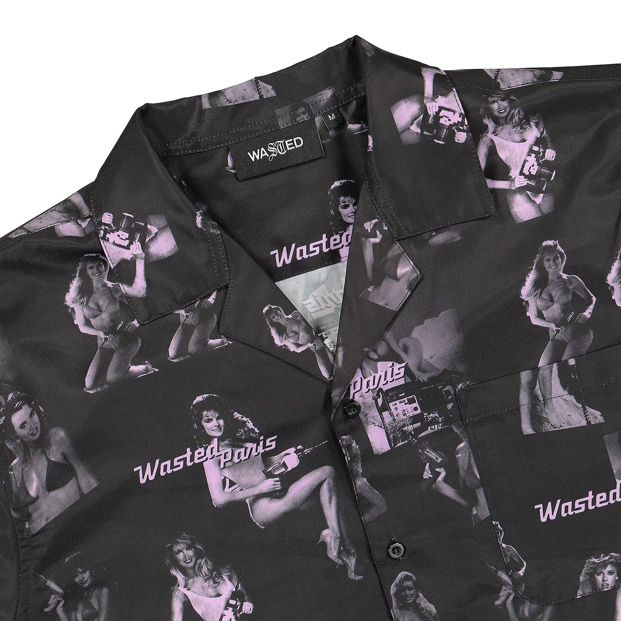 Wasted Paris Allover Miami Shirt Black Shirts Close-up | Overkill