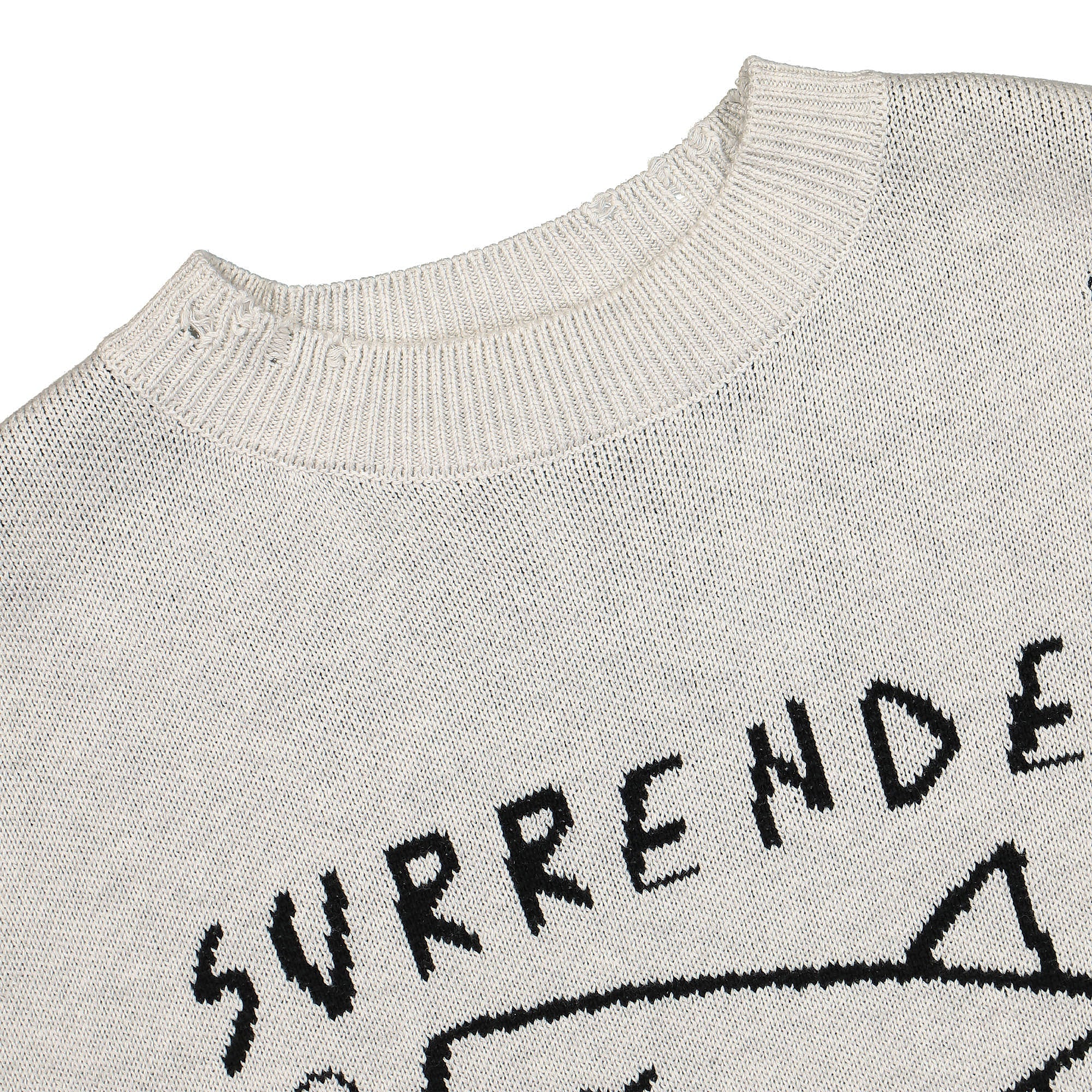 Wasted Paris Surrender Destroy Sweater Faded White Sweatshirts Close-up | Overkill