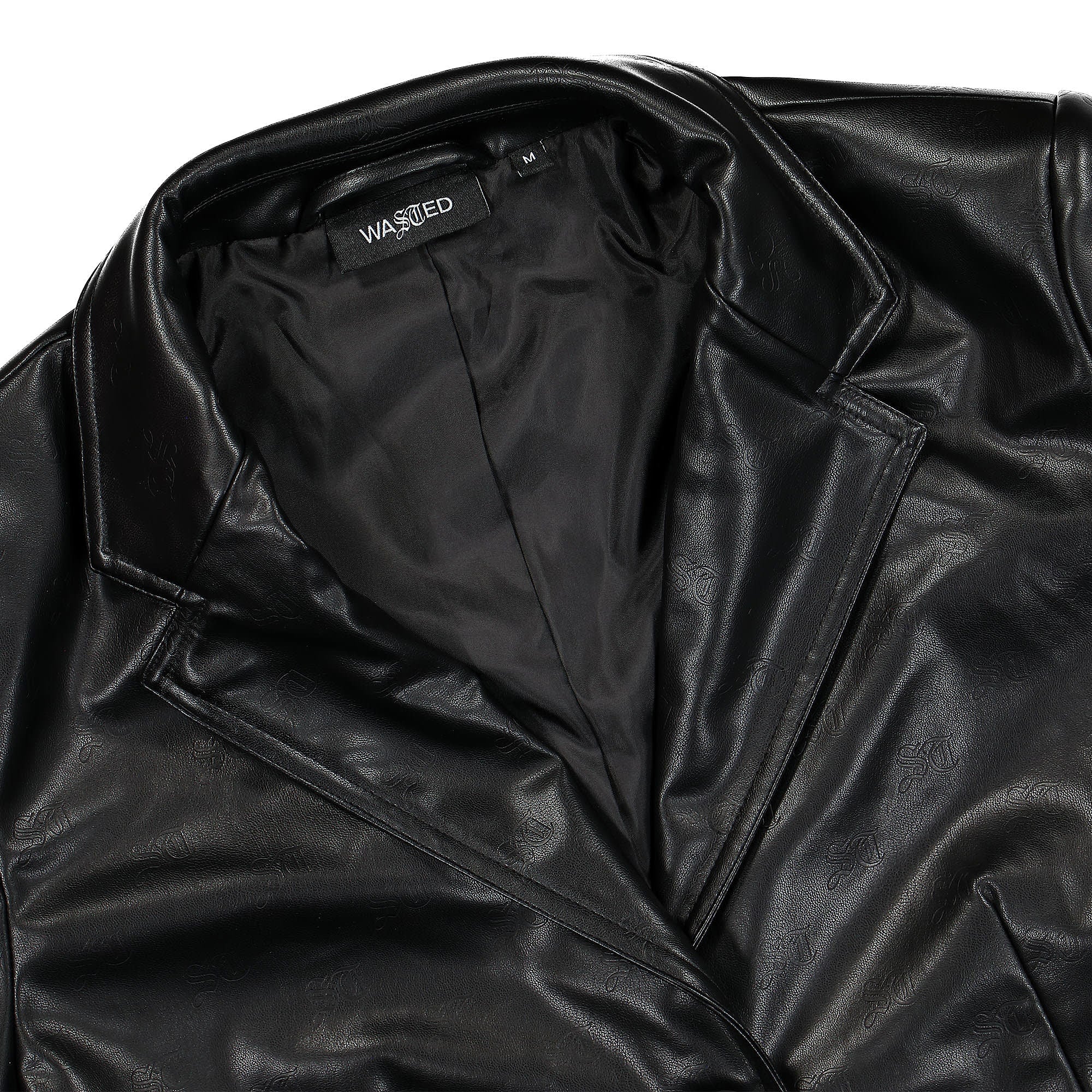 Wasted Paris Wmns Lula Monogram Faux Leather Jacket Black Jackets Close-up | Overkill