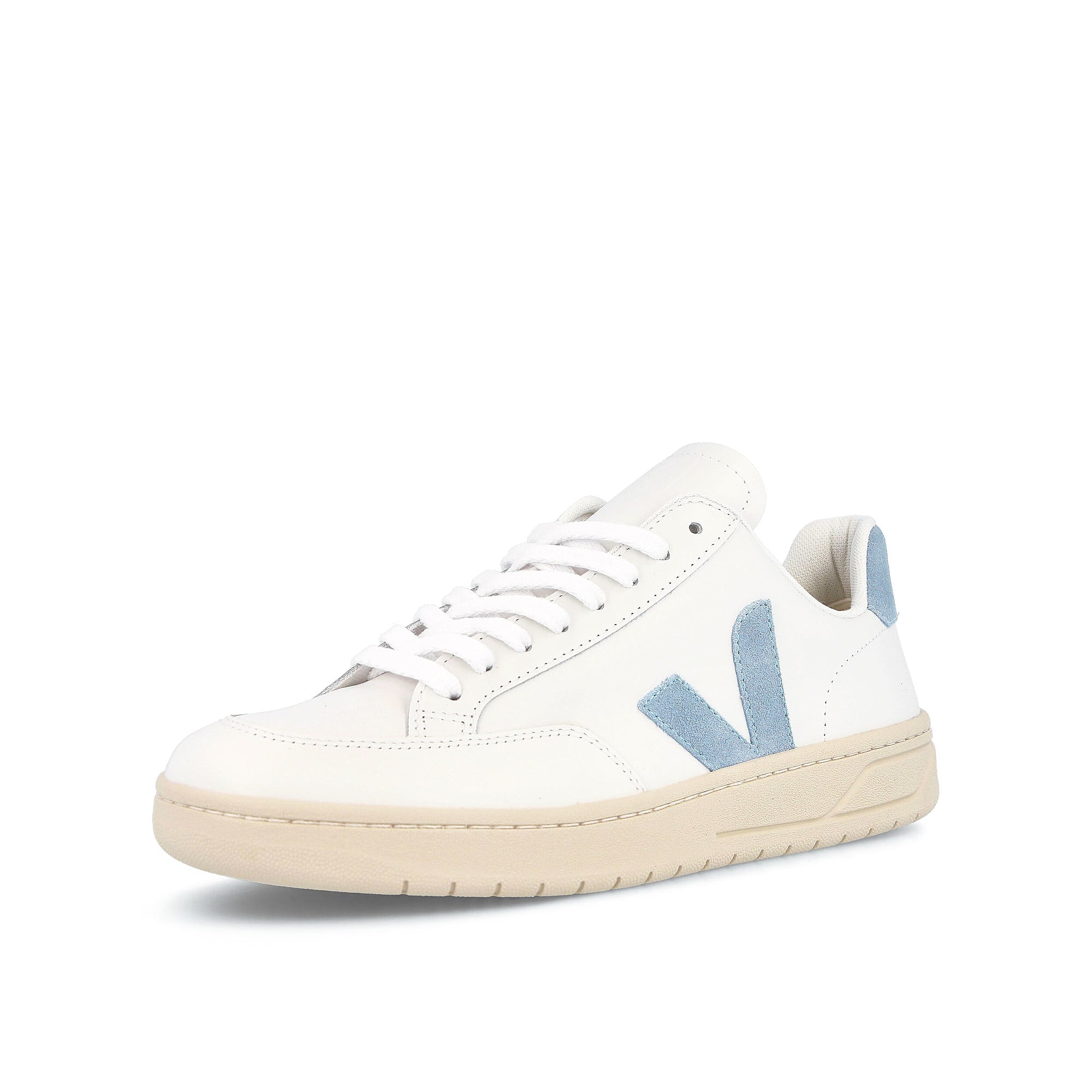 Veja v-12 leather White-Blue Sneakers Close Up | Overkill