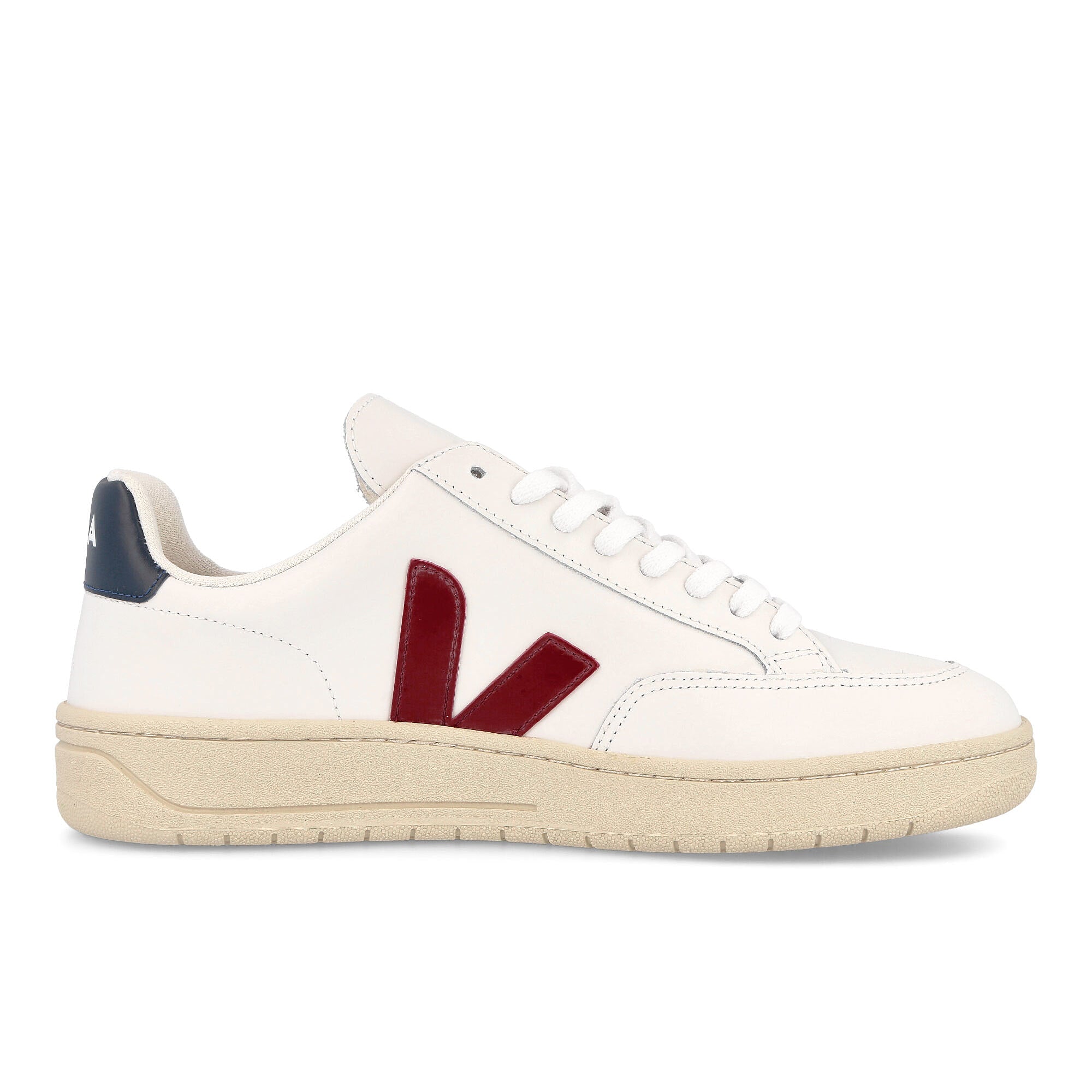Veja v-12 leather Extra White-Marsala Nautico Low Top Sneakers Silhouette | Overkill