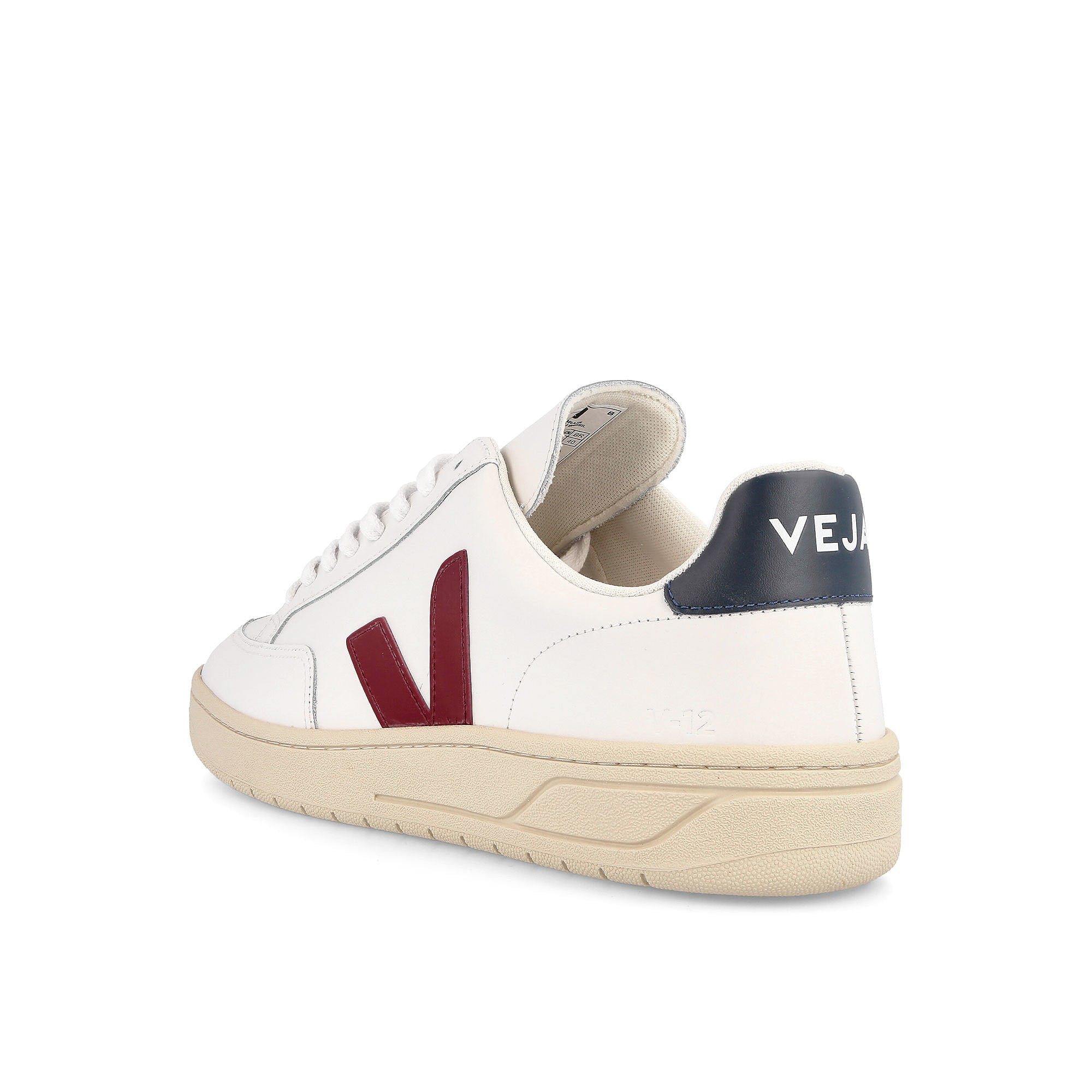 Veja v-12 leather Extra White-Marsala Nautico Low Top Sneakers Material | Overkill