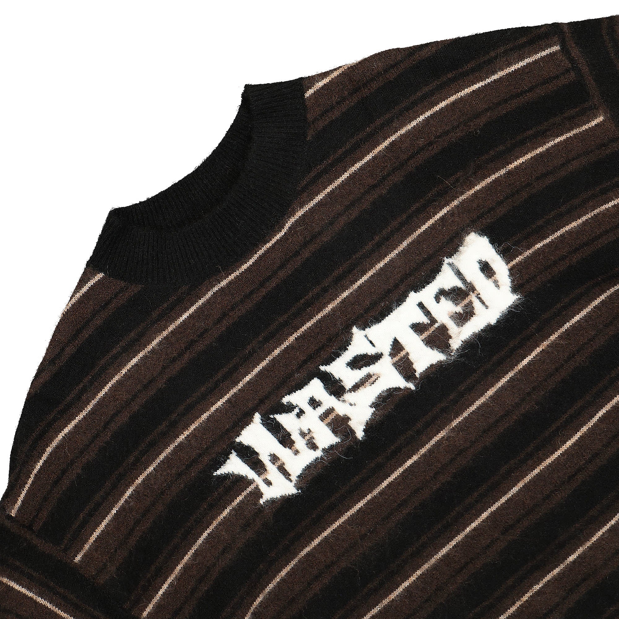 Wasted Paris Mohair Stripes Sweatshirt Brown / Black / Fog White Sweatshirts Close-up | Overkill