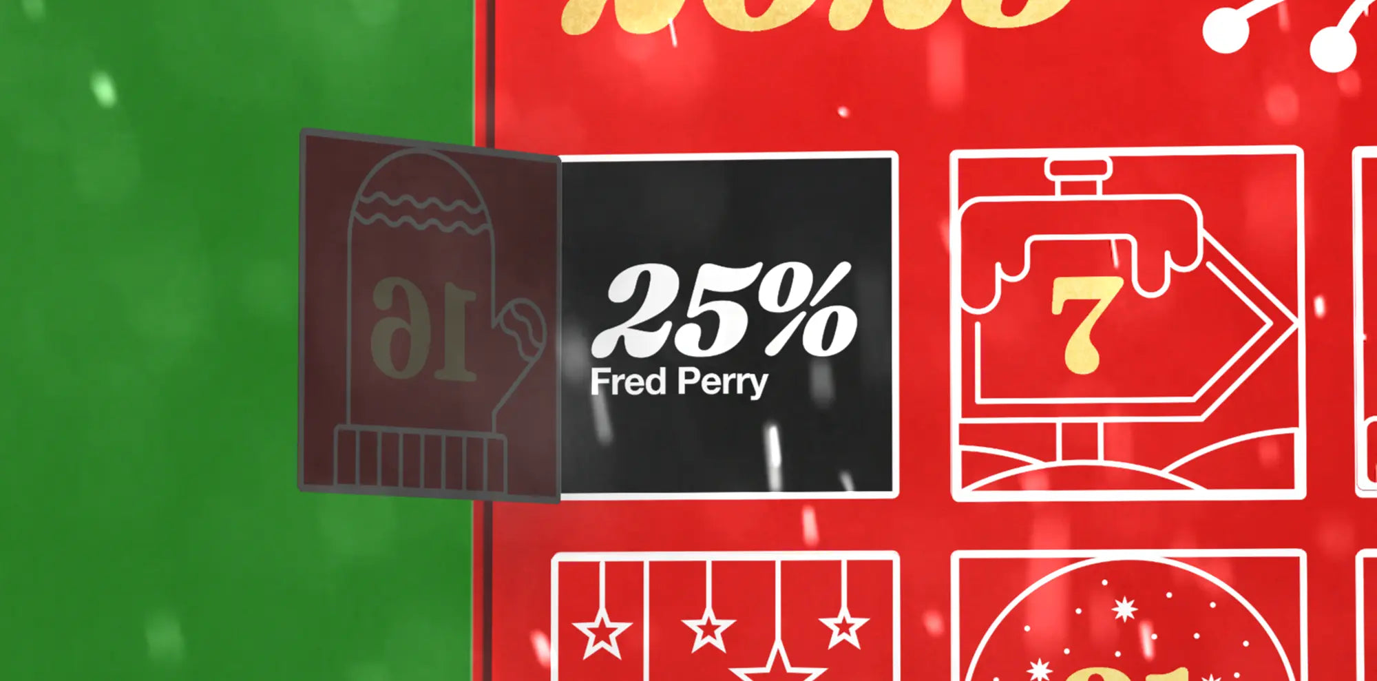 Three Fred Perry polo shirts are displayed: a pink checkered design, a solid black with red trim, and a green with diamond patterns, creating a stylish and casual vibe.