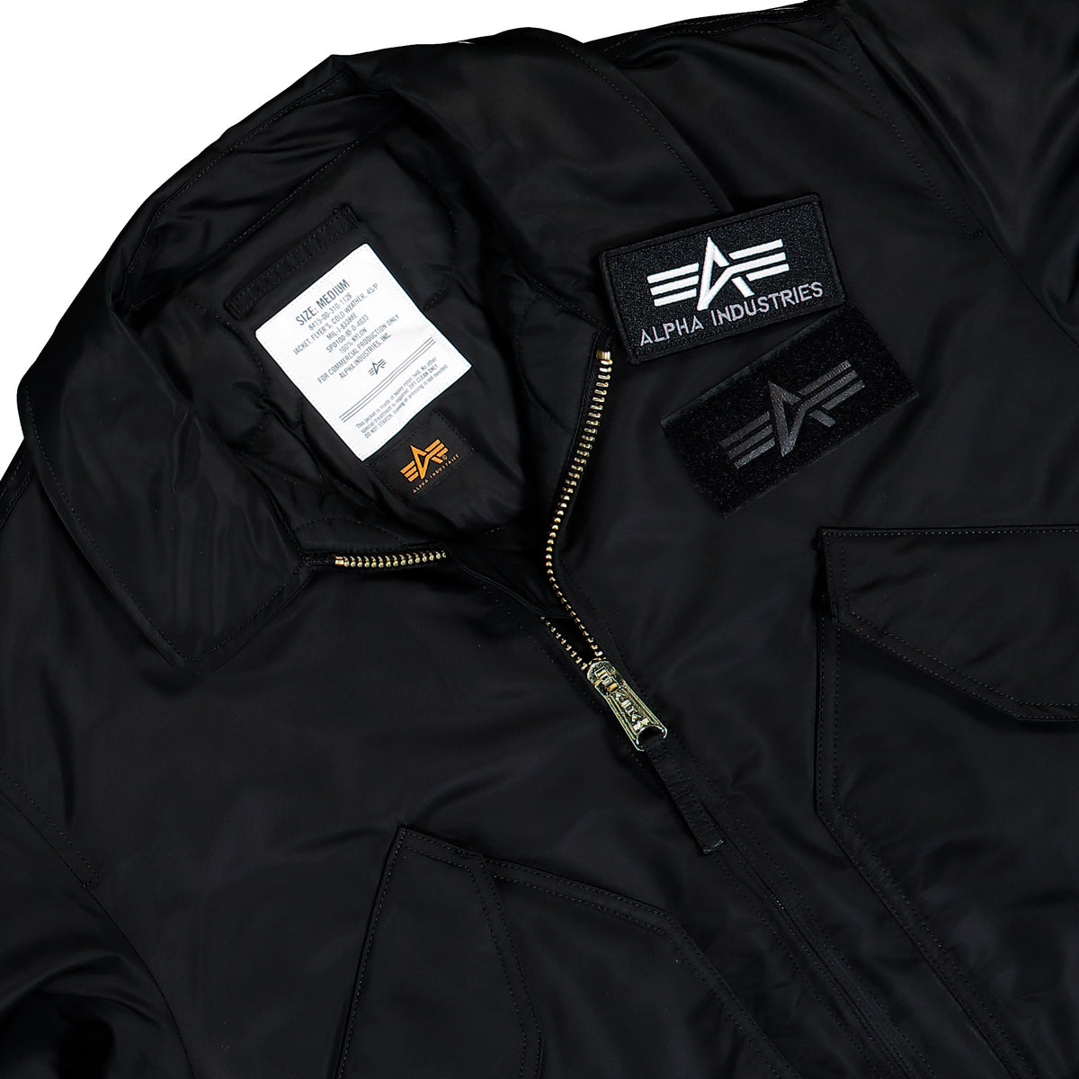 Alpha Industries CWU-45 Heritage Bomber Jacket Black   Jacket 100102-03 Detailfoto | Overkill
