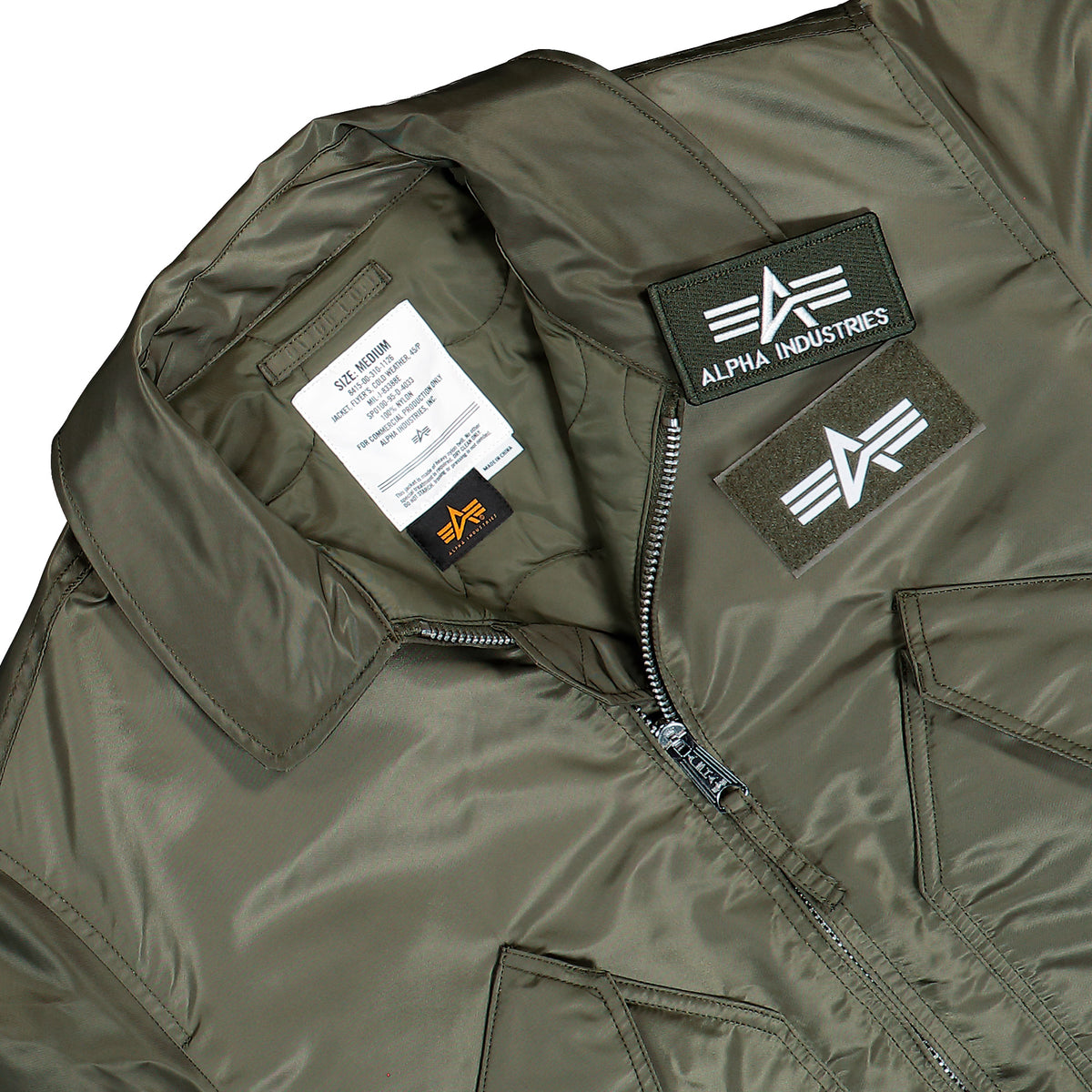 Alpha Industries CWU-45 Heritage Bomber Jacket Mud Olive Jacket 100102-443 Detailfoto | Overkill
