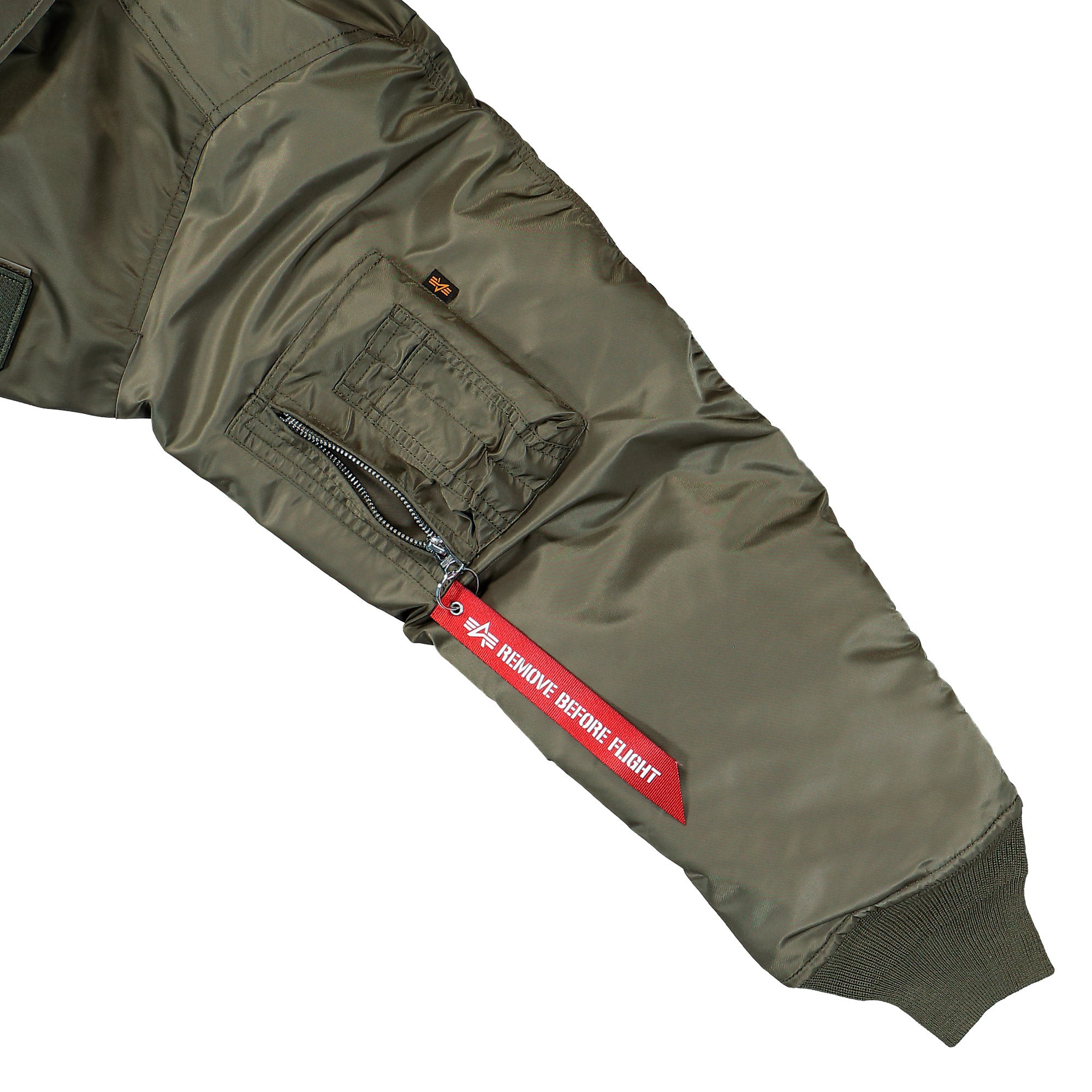 Alpha Industries CWU-45 Heritage Bomber Jacket Mud Olive Jacket 100102-443 Detail View 2 | Overkill
