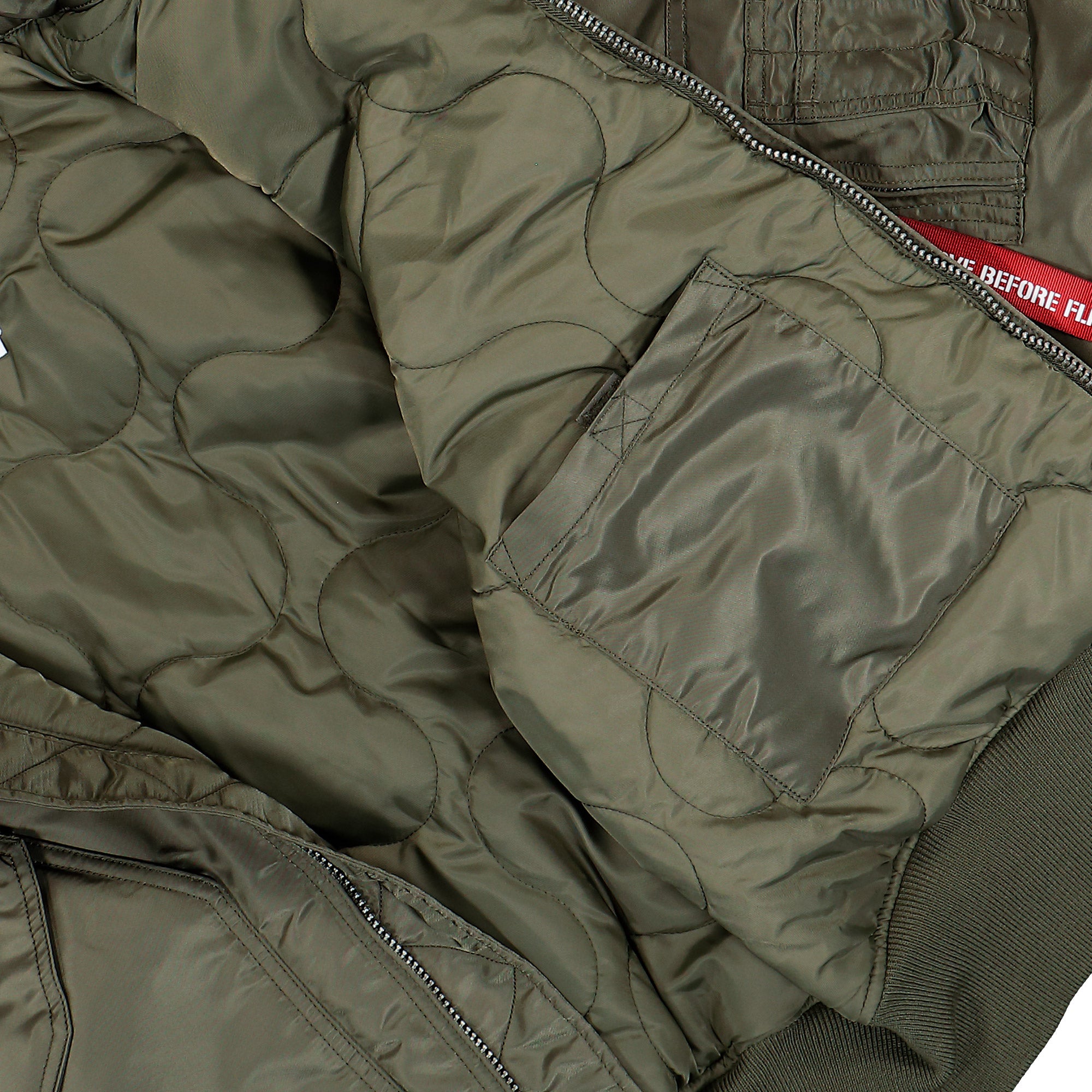 Alpha Industries CWU-45 Heritage Bomber Jacket Mud Olive Jacket 100102-443 Detail View 3 | Overkill
