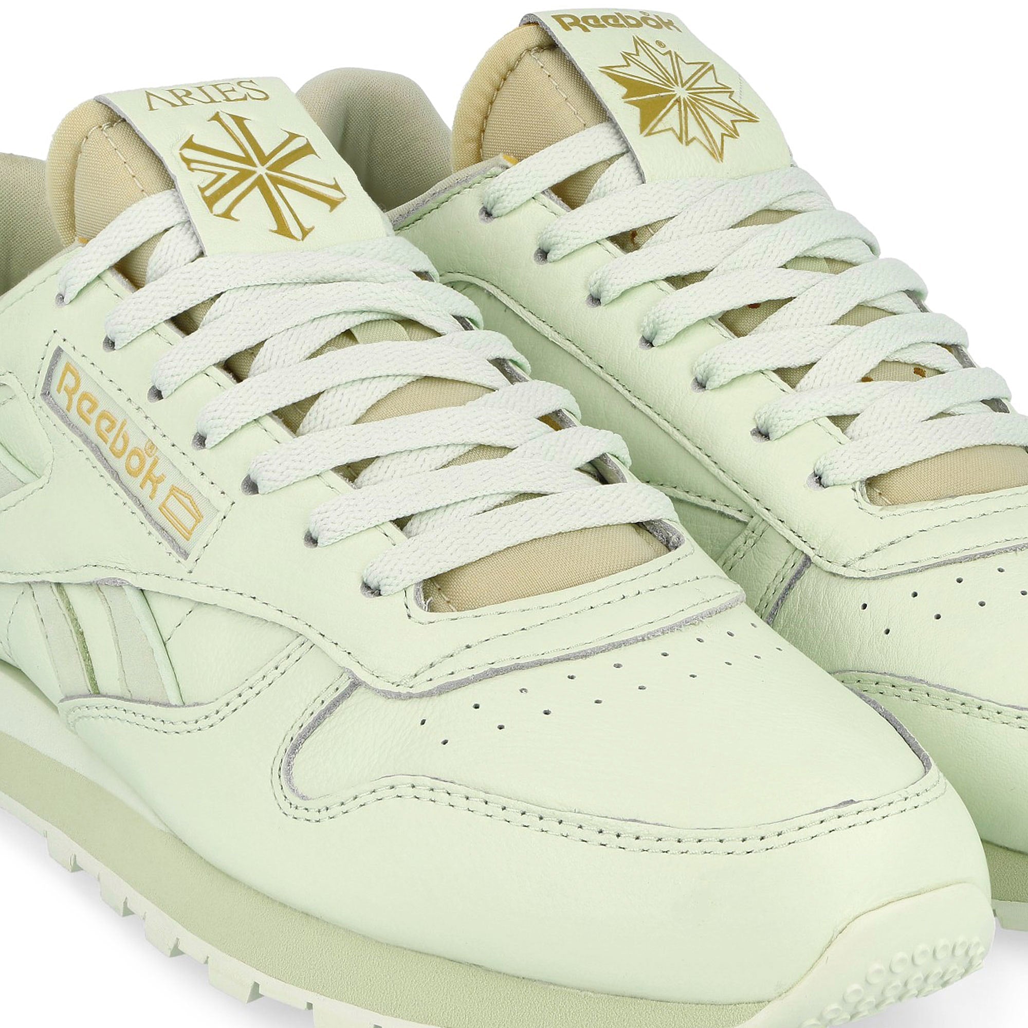 Reebok Classic Leather Opal Glow / Cool Sage / Storm Glow Low Top Sneakers  Detail View 3 | Overkill