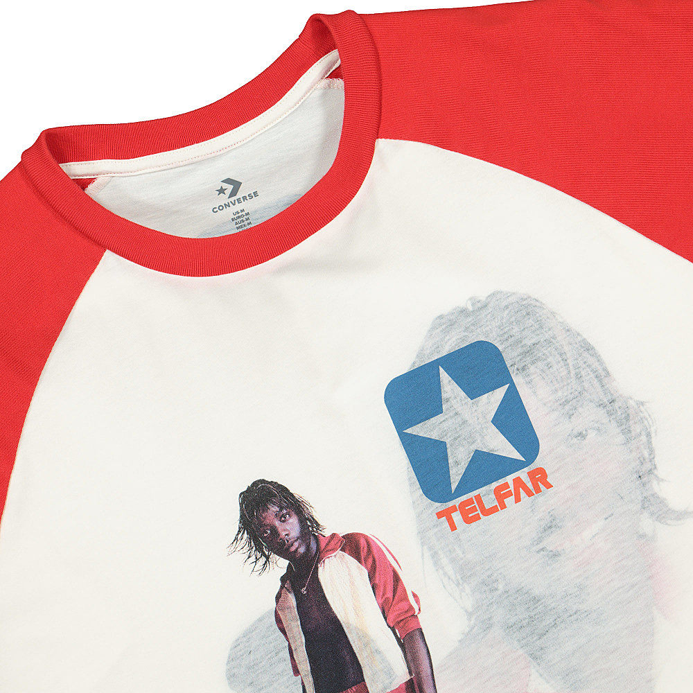 Converse Telfar x Converse Raglan Tee Johann White / Red T-Shirts Close-up | Overkill