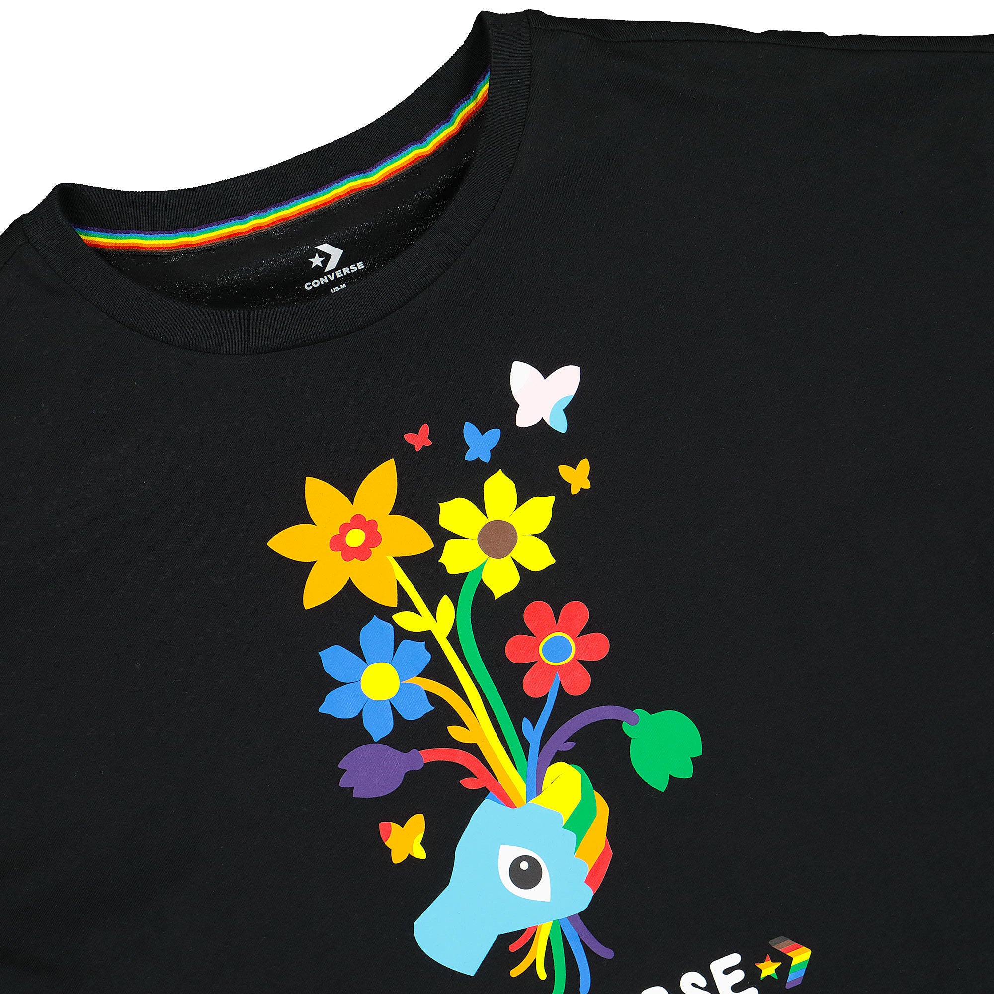 Converse Pride Oversized Cropped Tee Black T-Shirts Close-up | Overkill