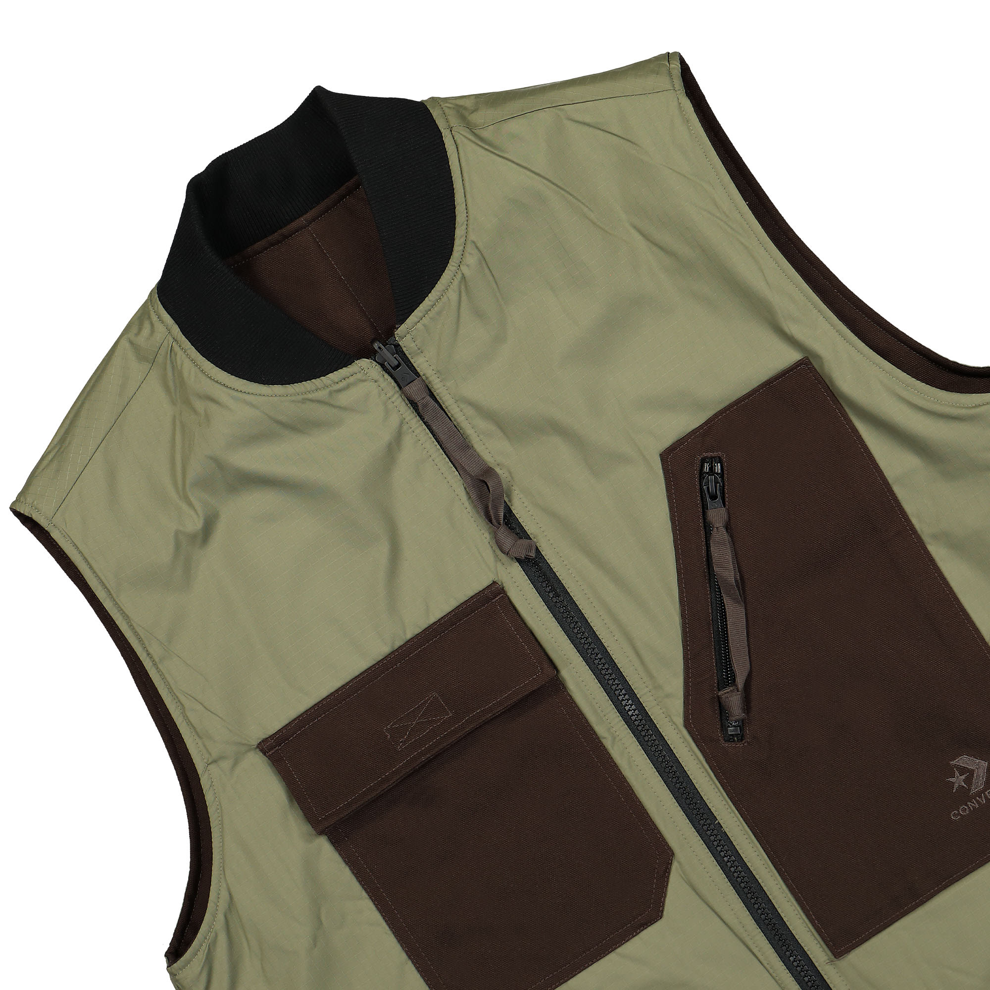 Converse Patta x Converse Four-Leaf Clover Utility Reversible Padded Vest Java / Burnt Olive Vests Detail view 2 | Overkill