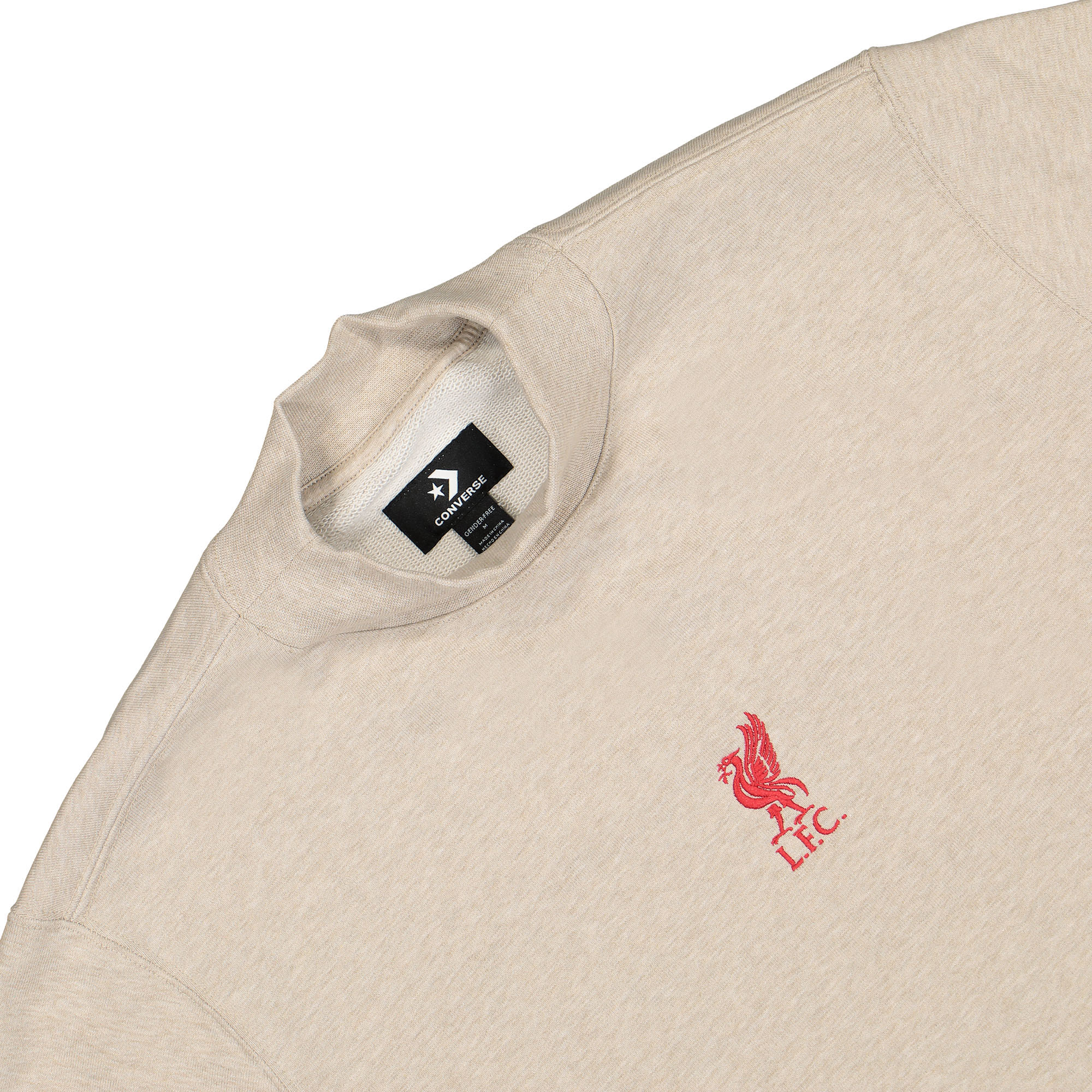 Converse Liverpool FC x Converse Crewneck Sweater Oat Milk Heather Sweatshirts Close-up | Overkill