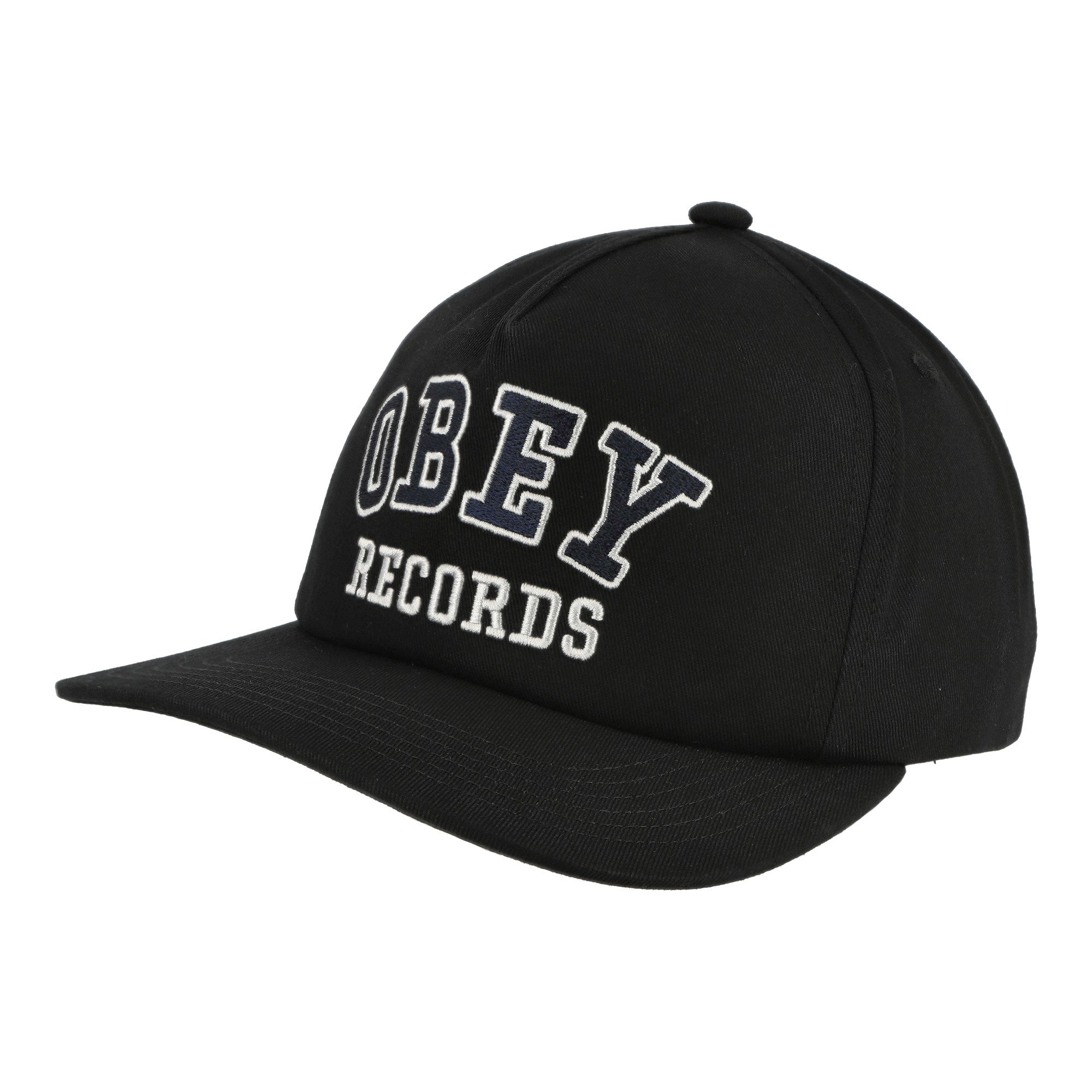 Obey Records 5 Panel Snapback Black Caps 100490118 / Black | Overkill