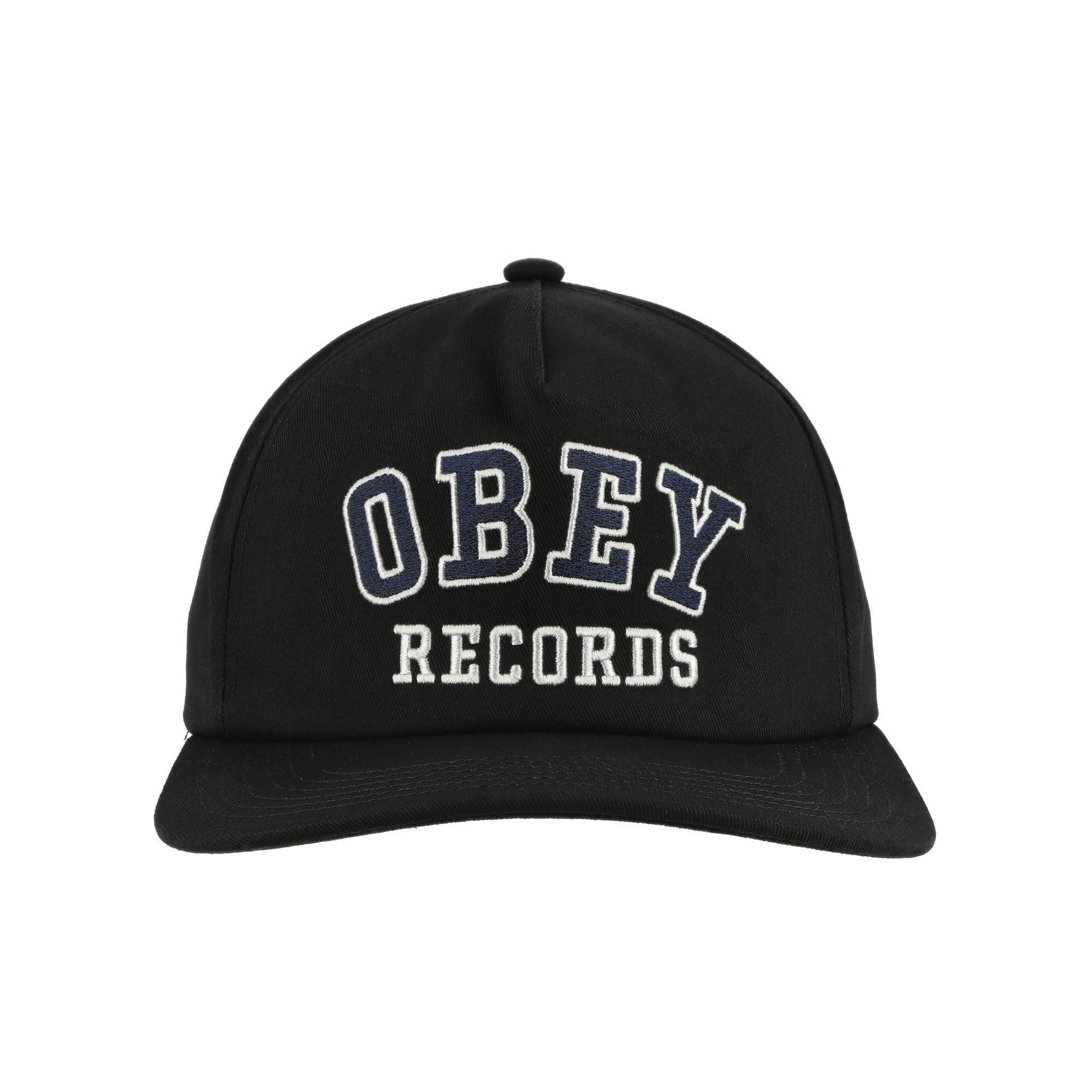 Obey Records 5 Panel Snapback Black Caps Detailfoto | Overkill