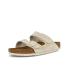 Birkenstock Arizona BS Modern Suede Antique White Slides, Sandals & Slippers  Close Up | Overkill